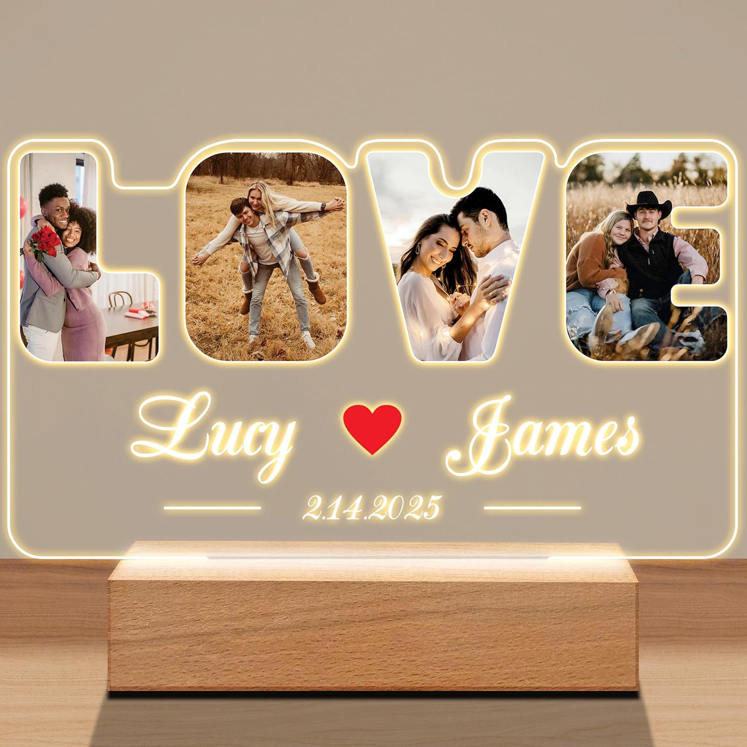 Personalized Love Photo Frame with Night Light