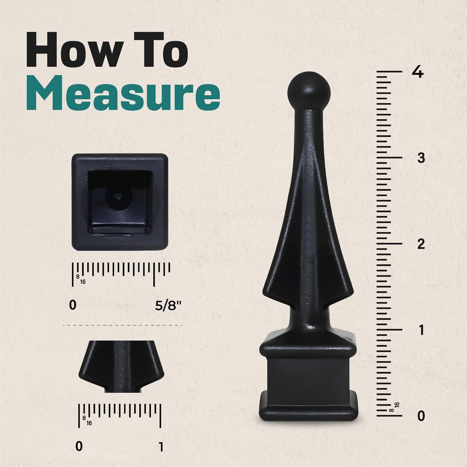 Fence Finial Toppers for Square Posts 58 in Black 10 Pack