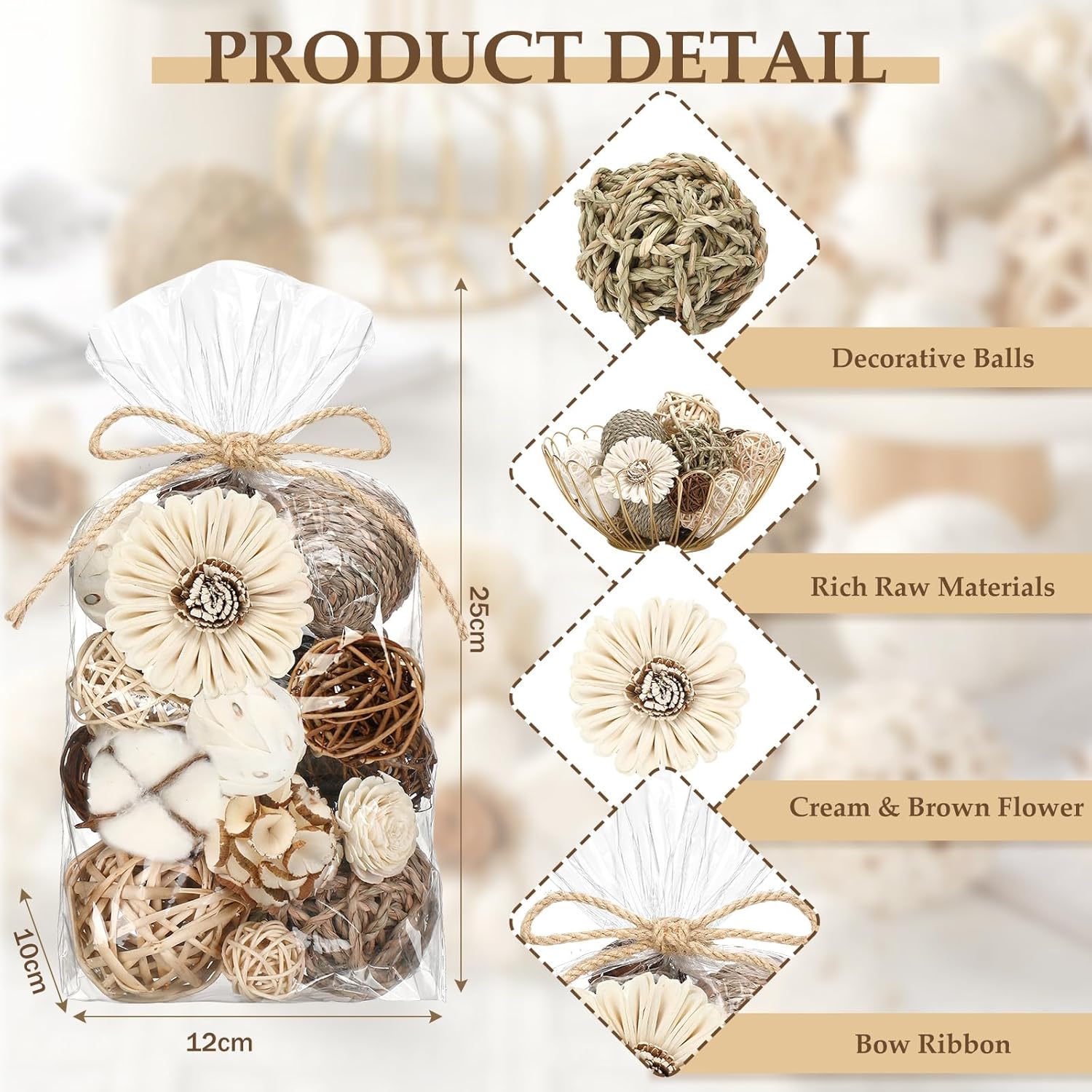 Riceshoot Decorative Vase Fillers 2 Pack Brown
