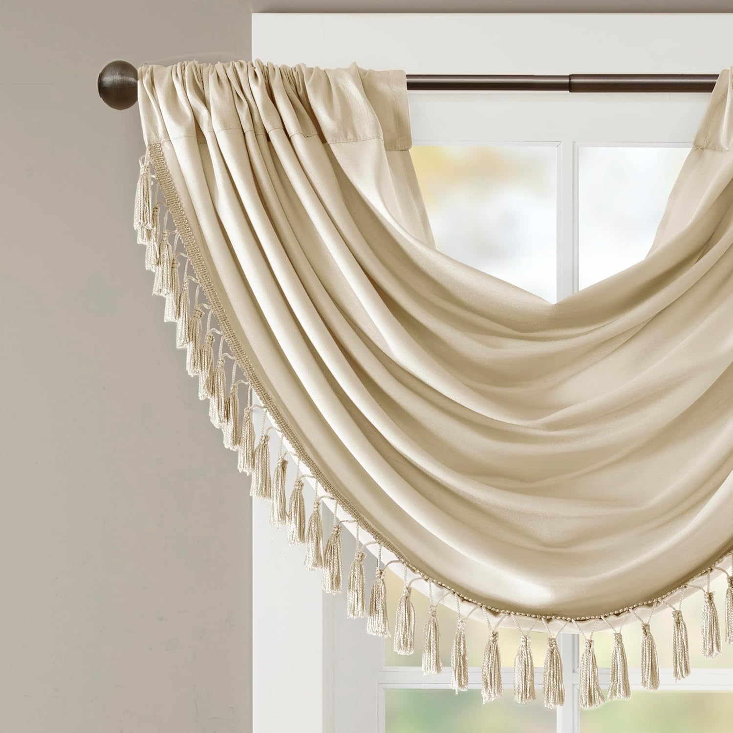 Madison Park Elena Waterfall Embellished Valance 38X46