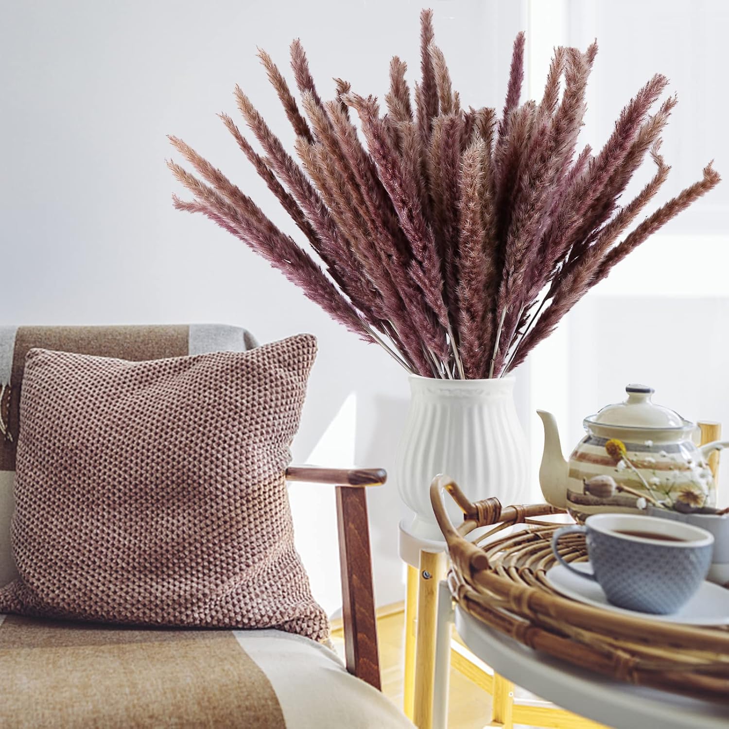 Eforcase 75PCS Dried Pampas Grass Boho Decor