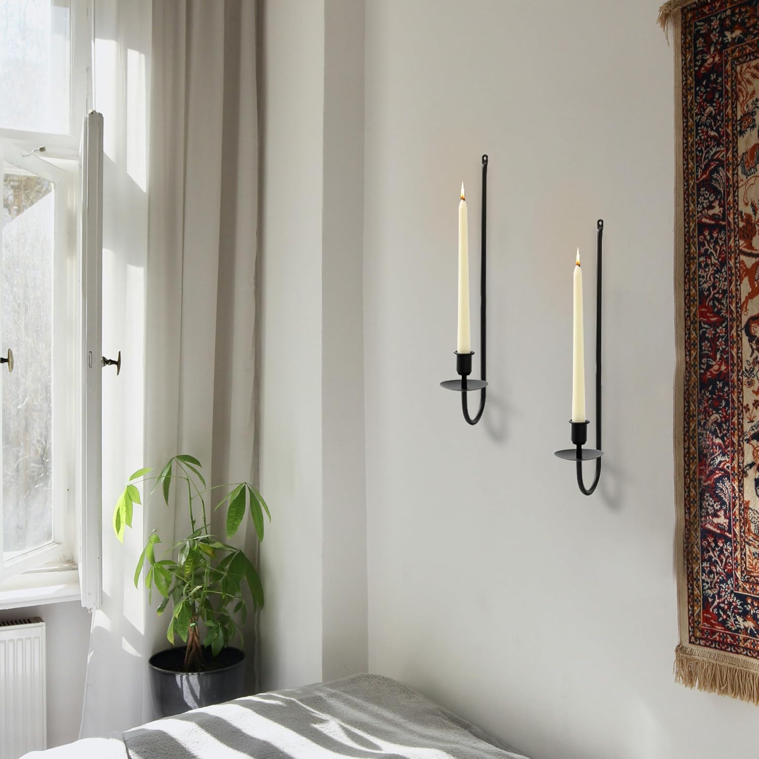 AlsoLife Black Candle Sconces Set of 2