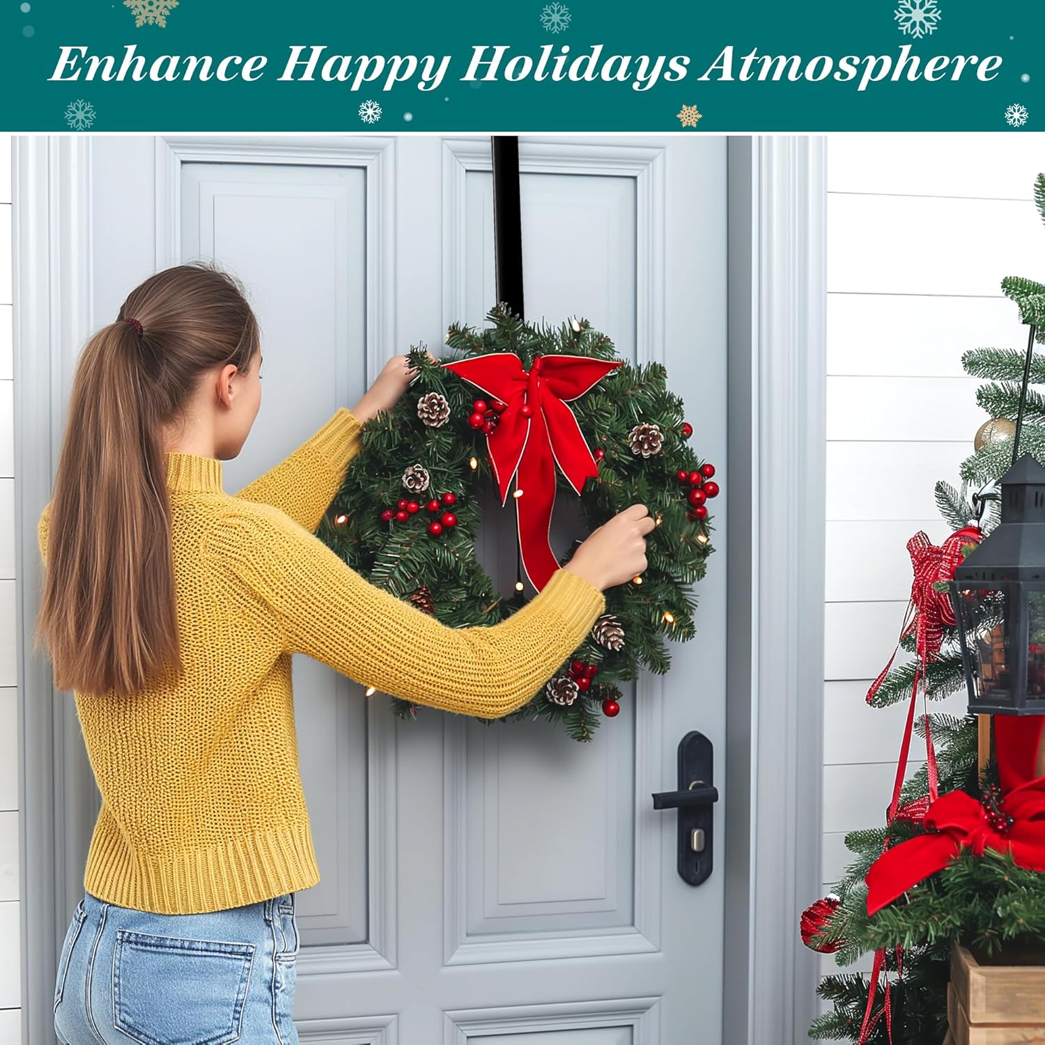 HOOSUN 12 Inch Wreath Hanger Door Hooks