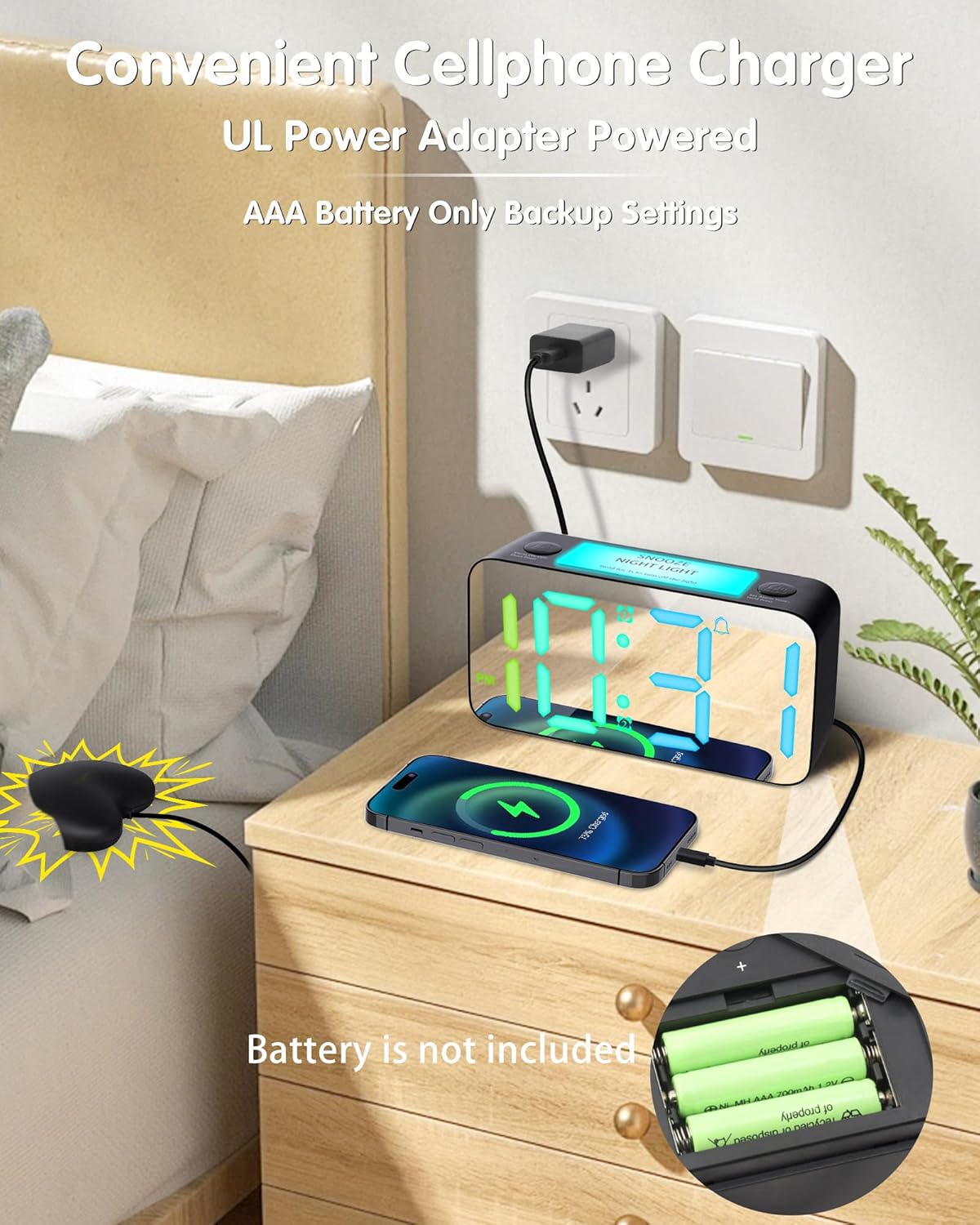Extra Loud RGB Alarm Clock for Heavy Sleepers