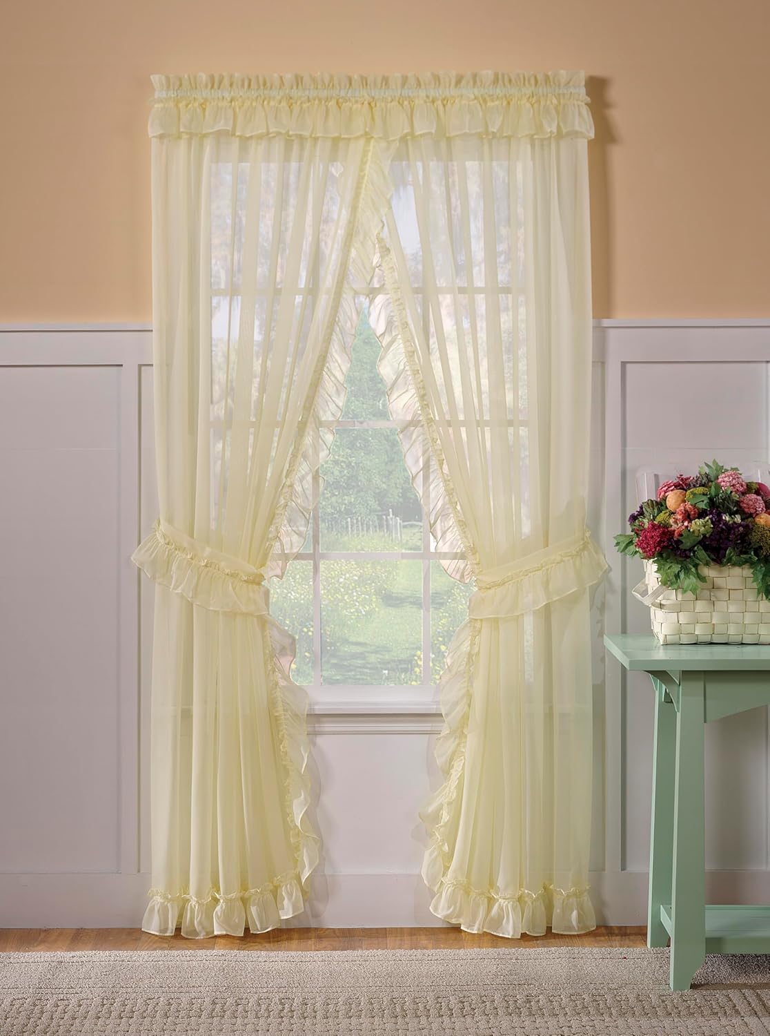 Todays Curtain Emelia Priscilla Sheer Pair 60x84 White 5-Piece Set
