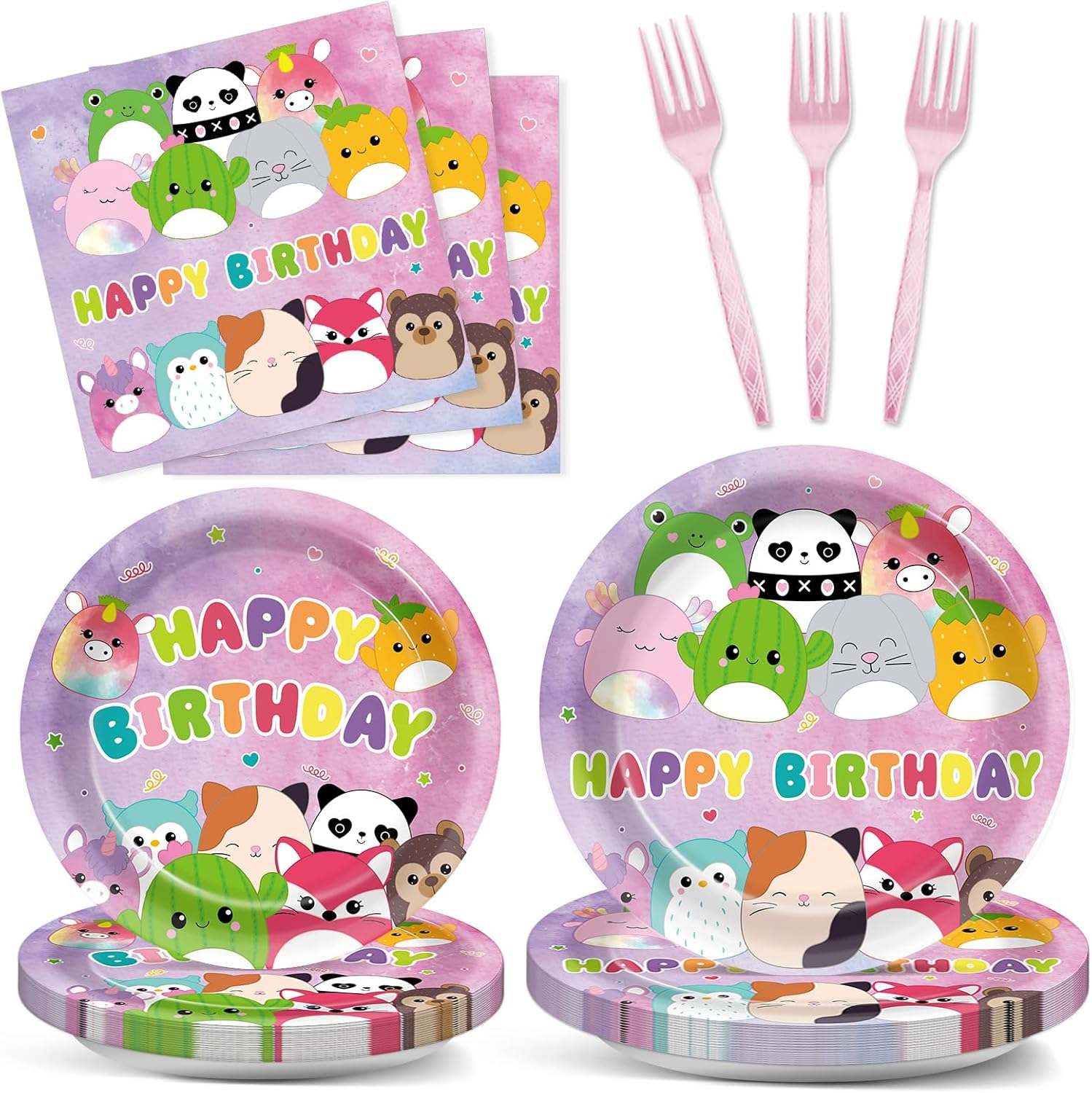 96Pcs Cute Animal Birthday Decorations Set