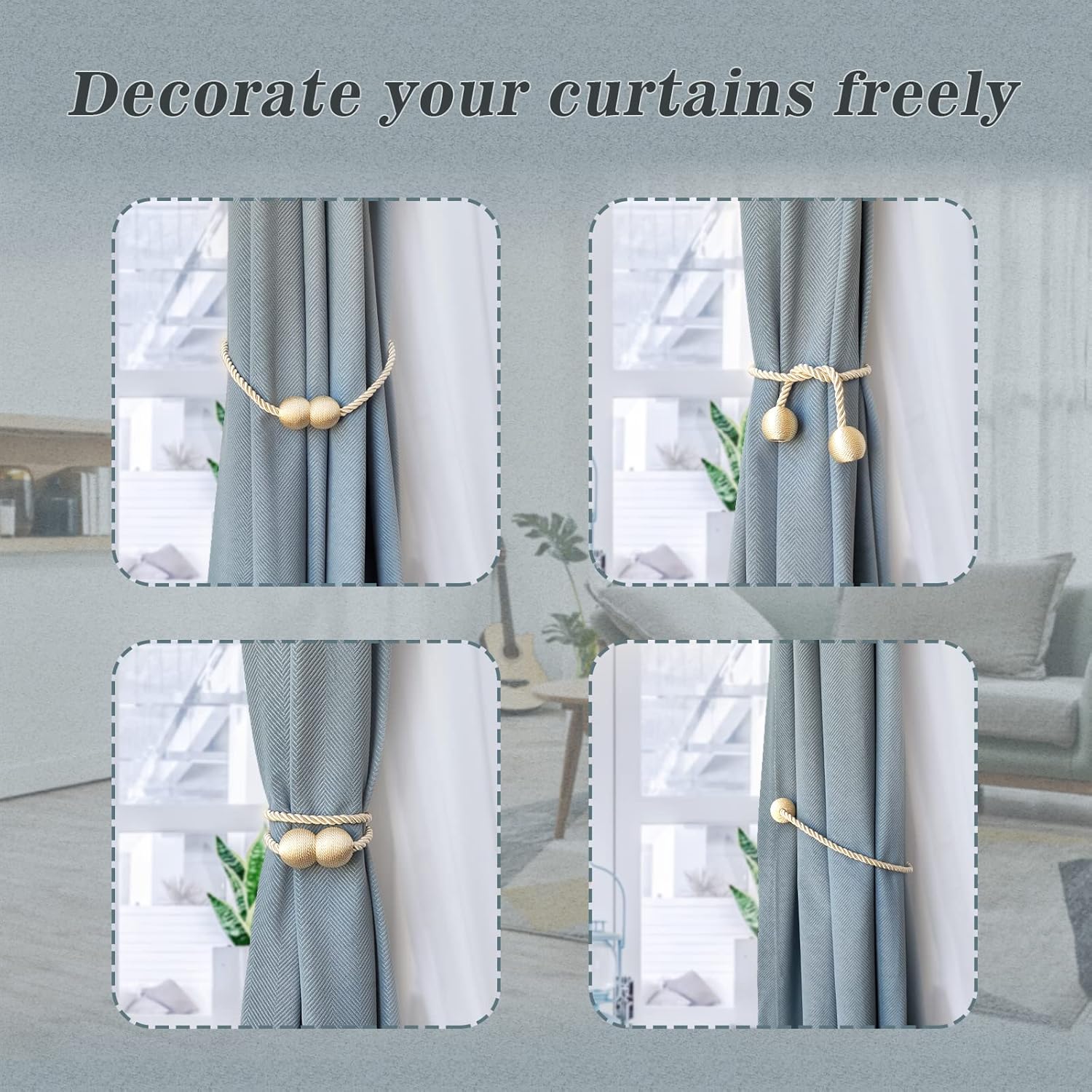 Hion Magnetic Curtain Holdbacks Beige 2pcs
