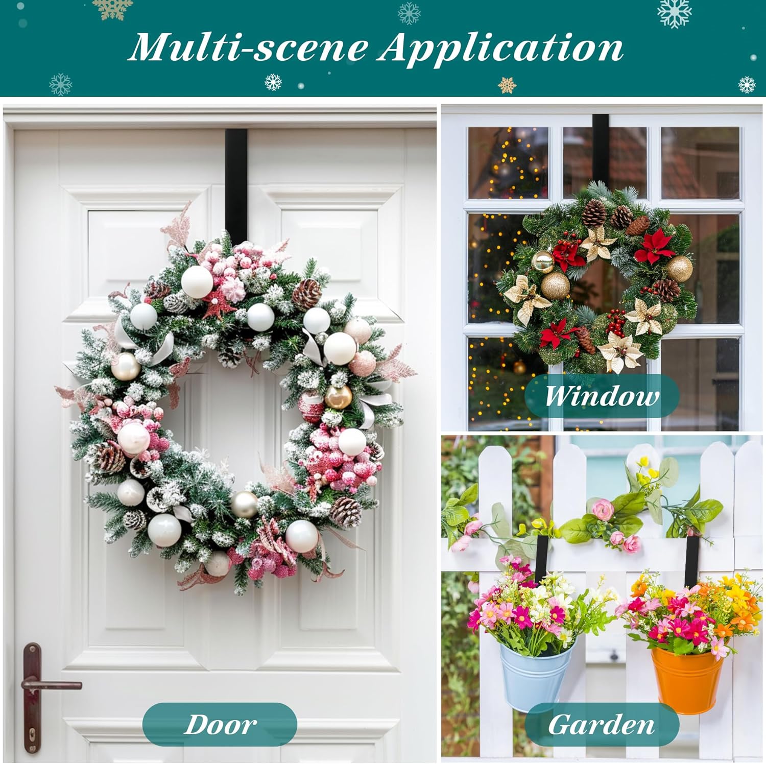 HOOSUN 12 Inch Wreath Hanger Door Hooks