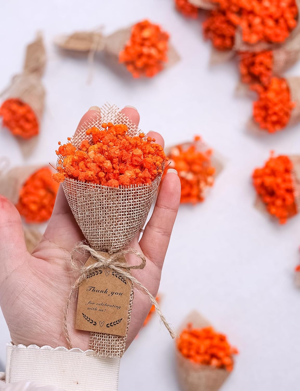 20-Piece Mini Magnet Dried Flower Bouquet Set Orange