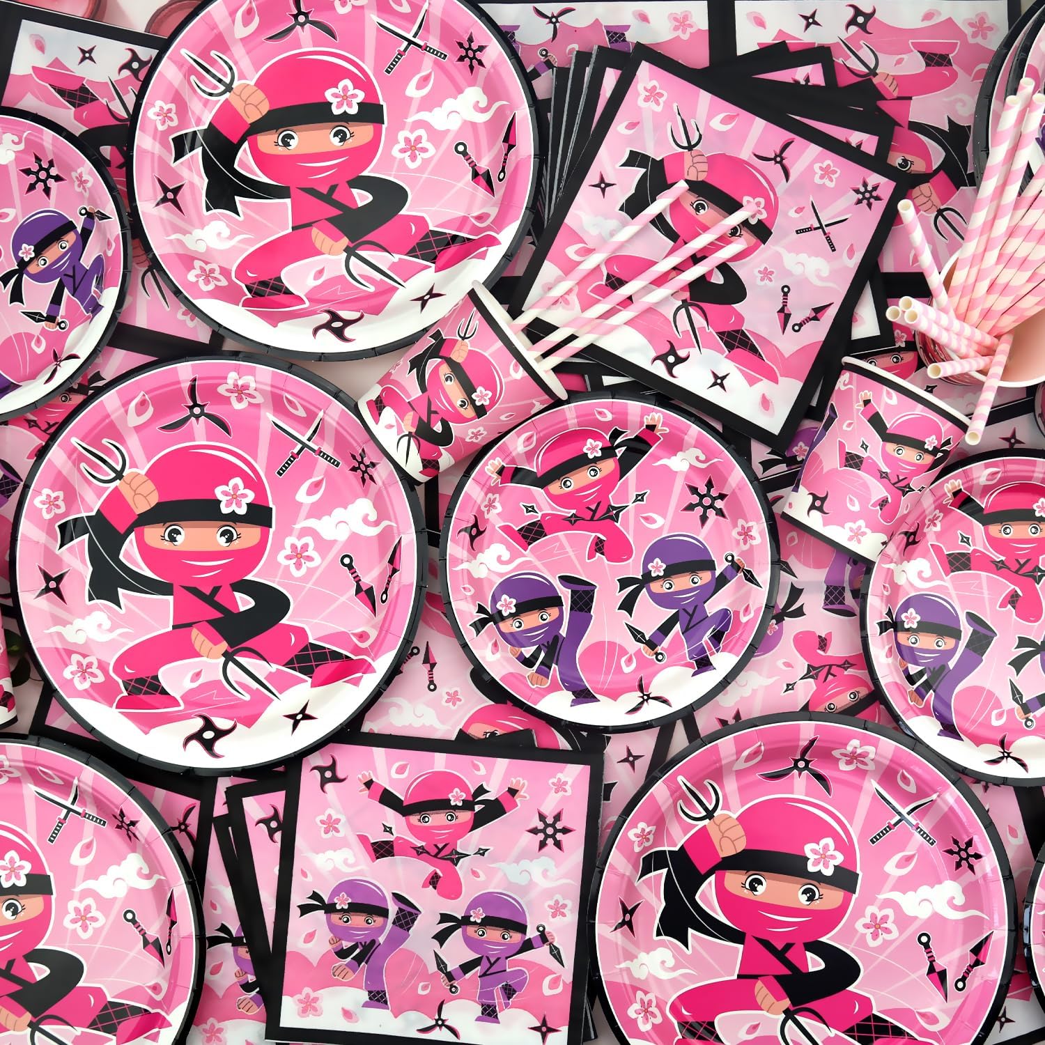 Ninja Girl Party Tableware Set for 40 Guests