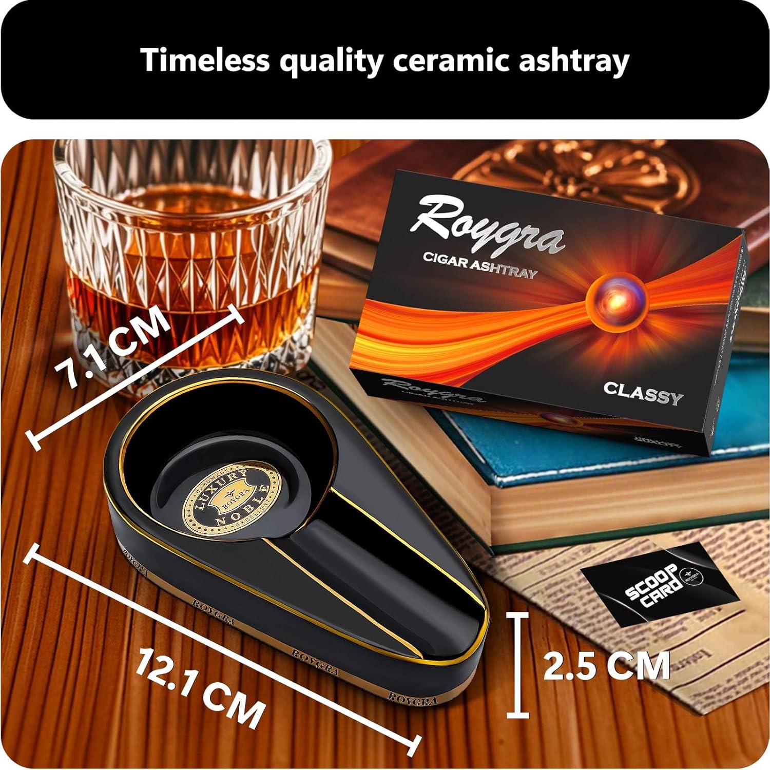 Roygra Cigar Ashtray Portable Travel Black