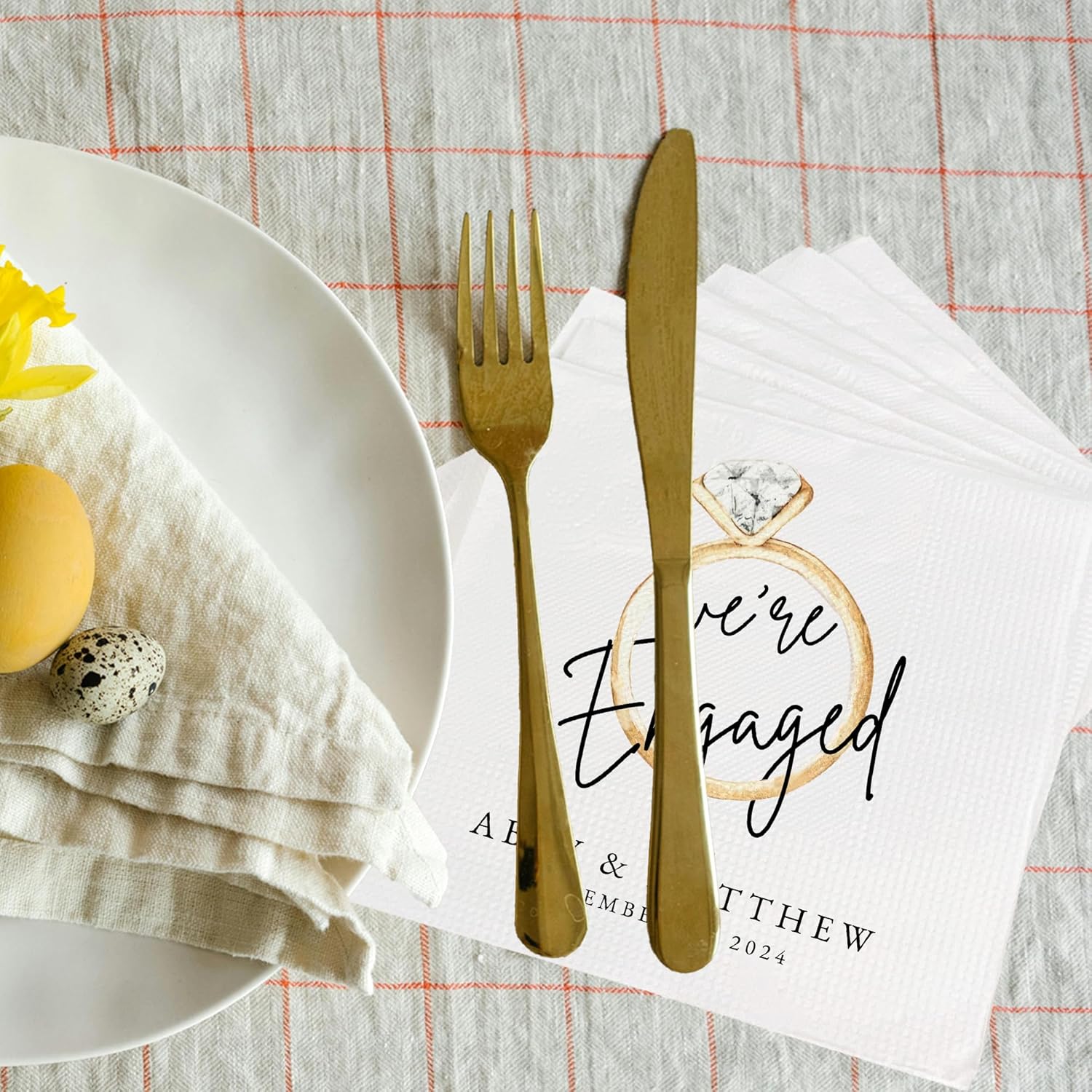 Luxury Custom Engagement Napkins Set of 15