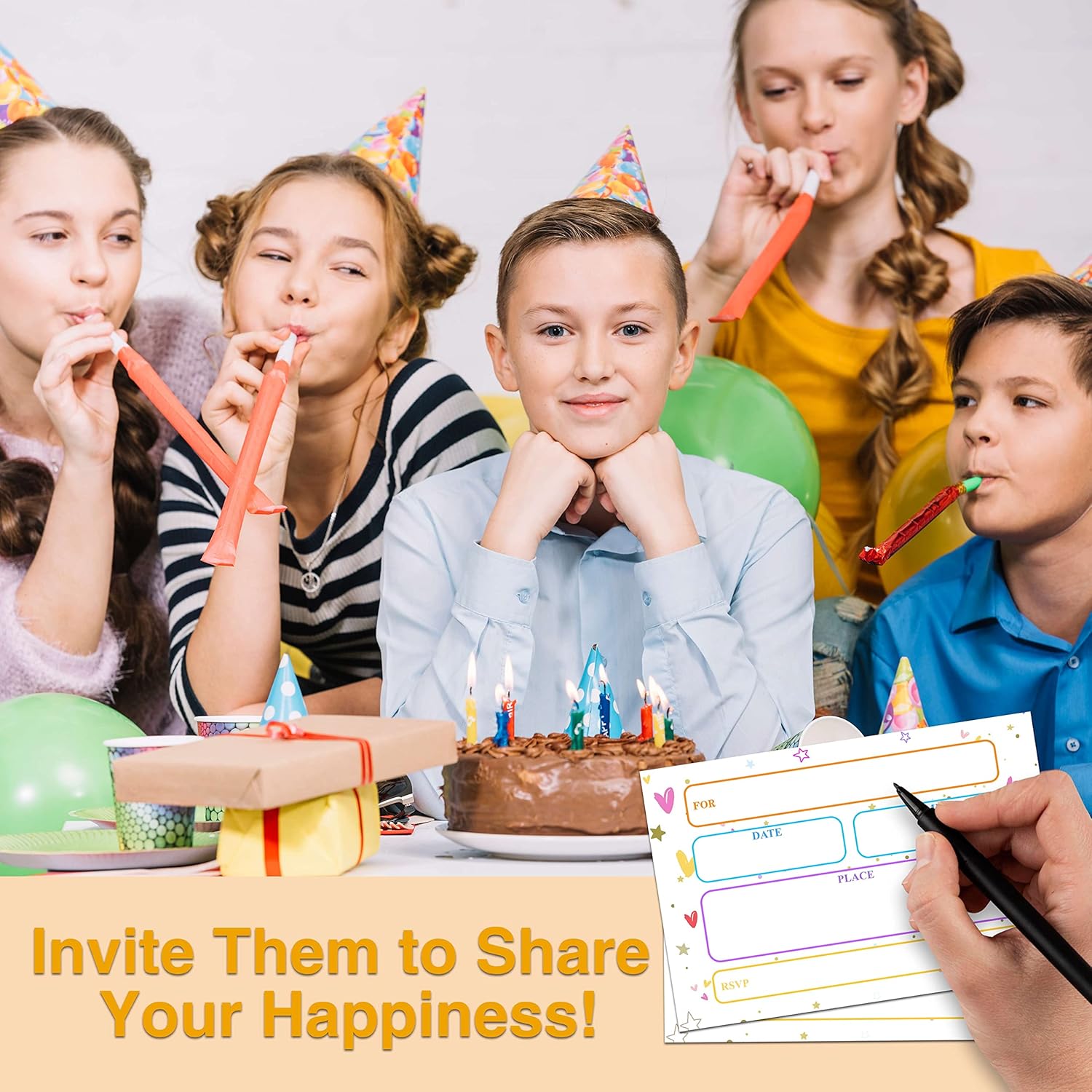 YSTEP Rainbow Birthday Invitations 4x6