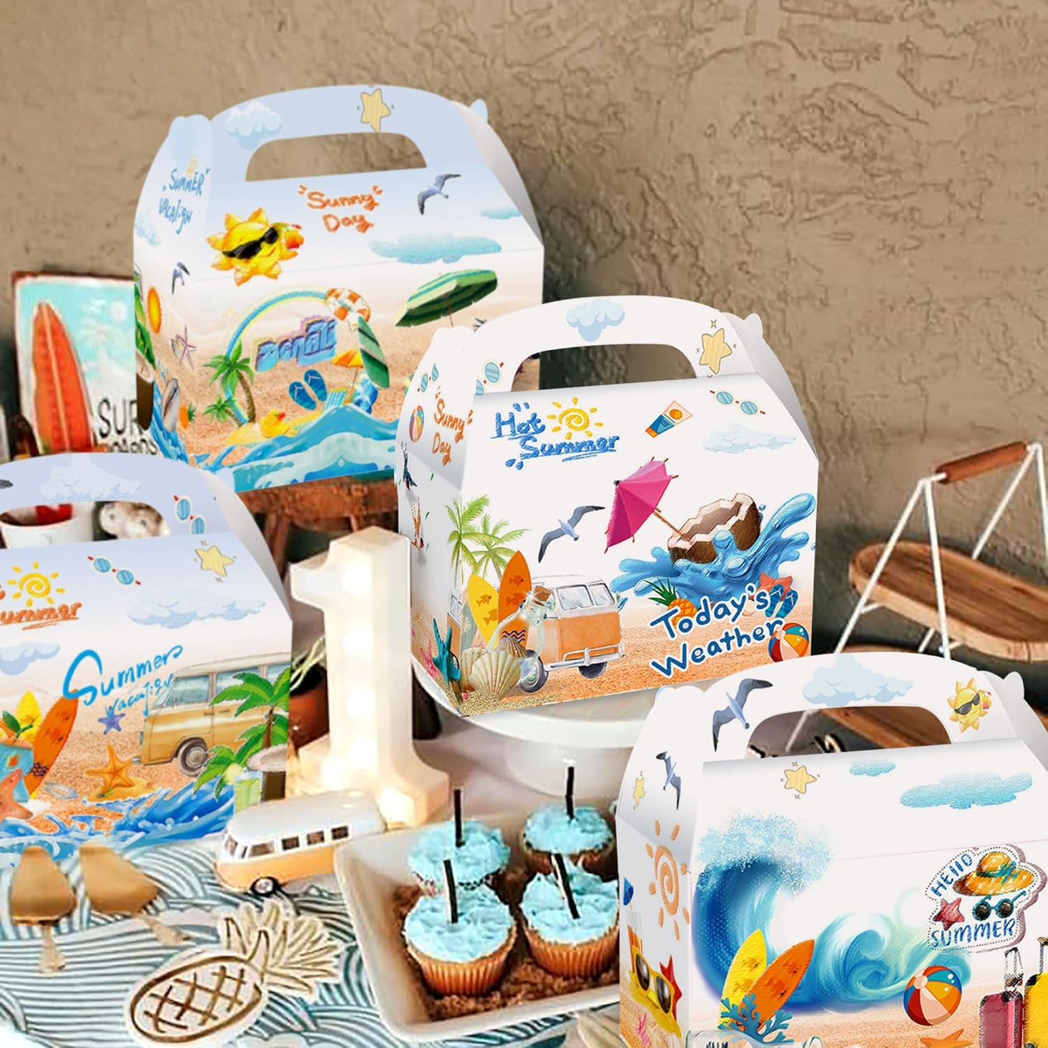 JeVenis Surf Party Favor Boxes Set of 12