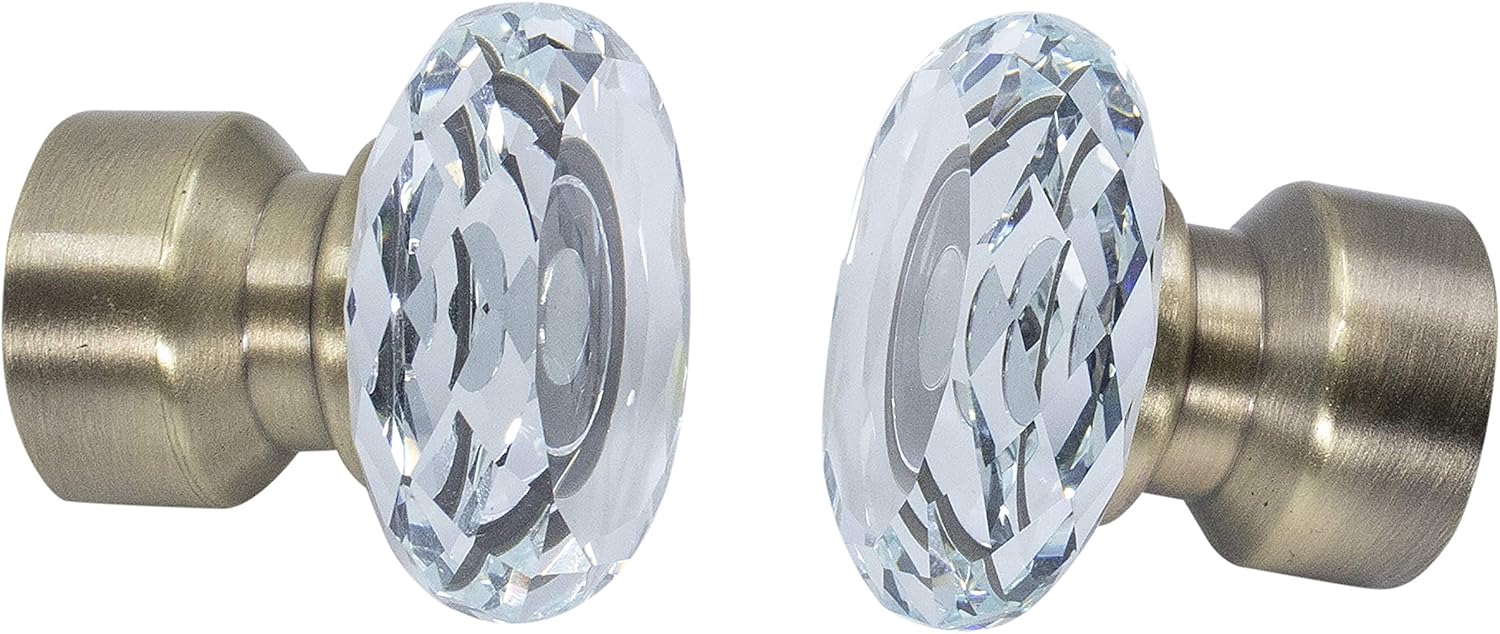 MERIVILLE 1 Inch Double Curtain Rod with Crystal Finials