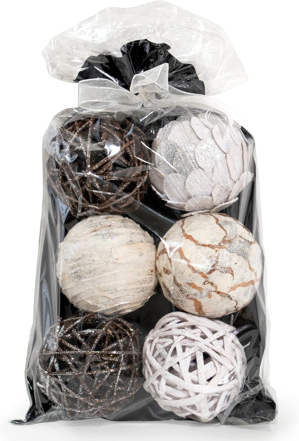White Glitter Decorative Balls for Vases and Bowls
