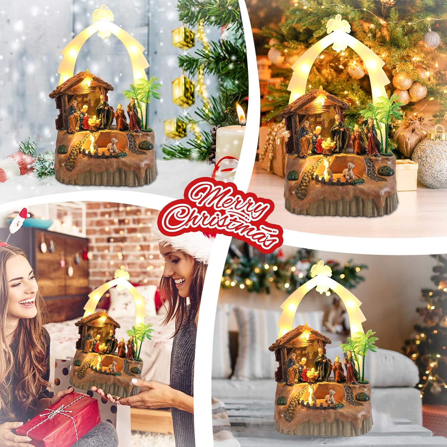 VCUTEKA Christmas Village Houses Lighted Musical Collectible Decor