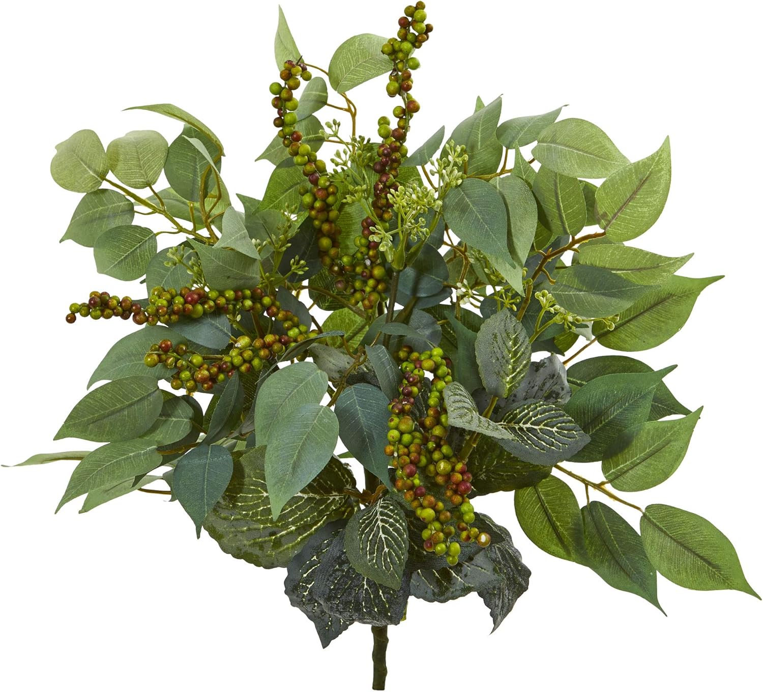 Nearly Natural 14in Mixed Ficus Fittonia Berries Artificial Plant Set of 6
