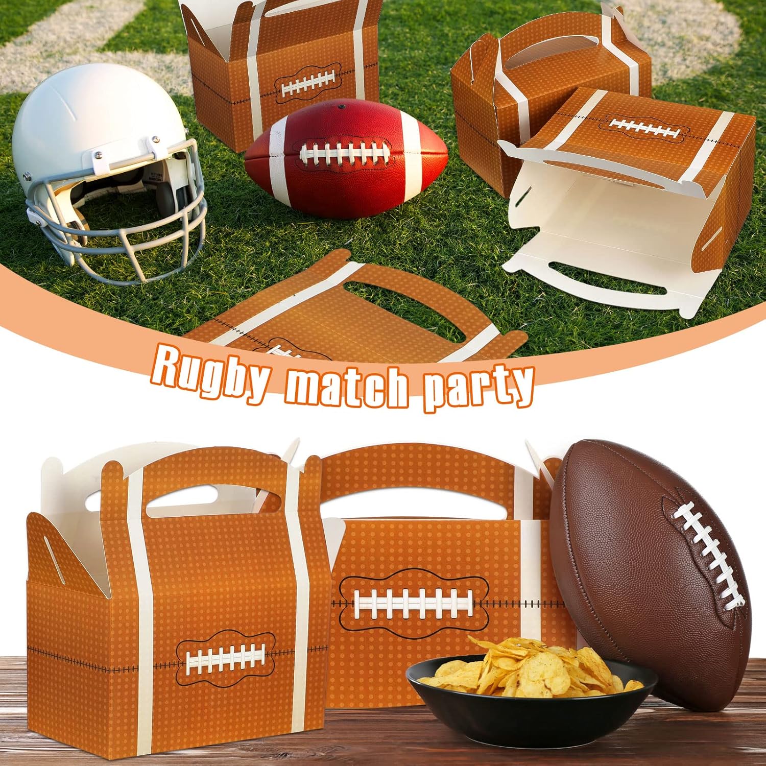 Zhehao 42 Pcs Football Treat Boxes with Handle