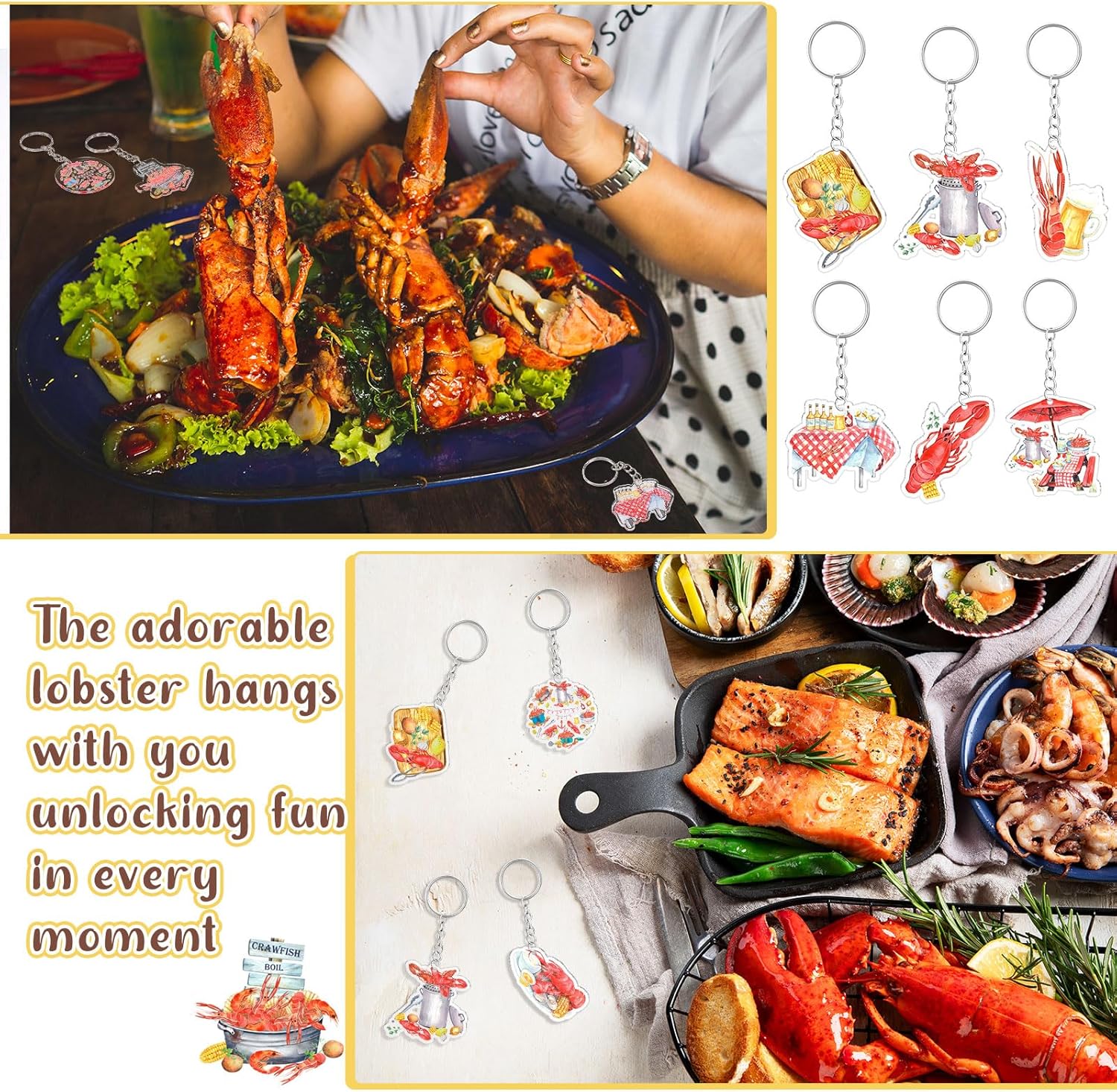 Namalu 36 Pcs Lobster Keychain Bulk Set for Women Keys Backpacks Purse