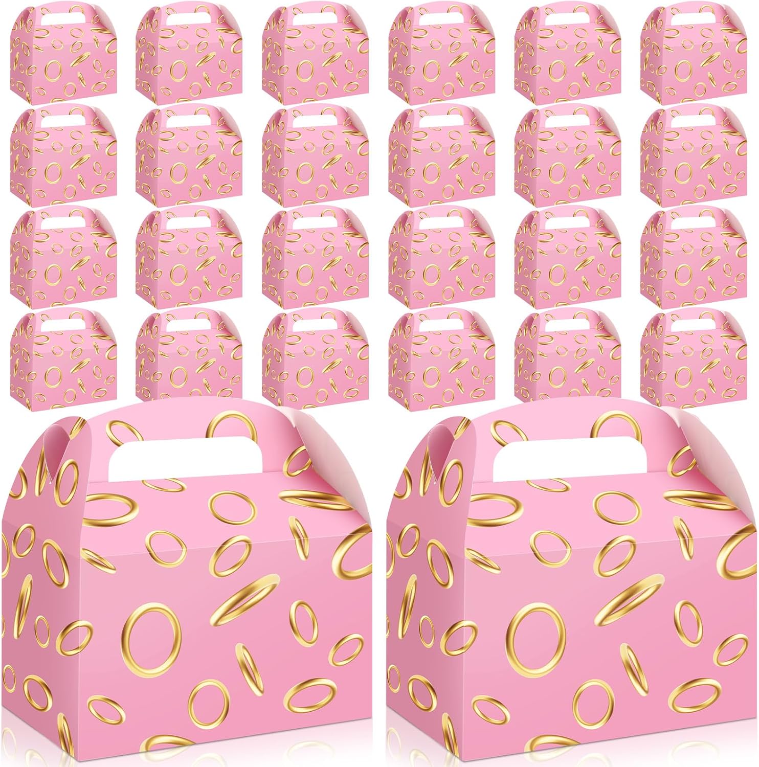 Marspark 24 Pack Pink Gold Ring Party Favor Boxes