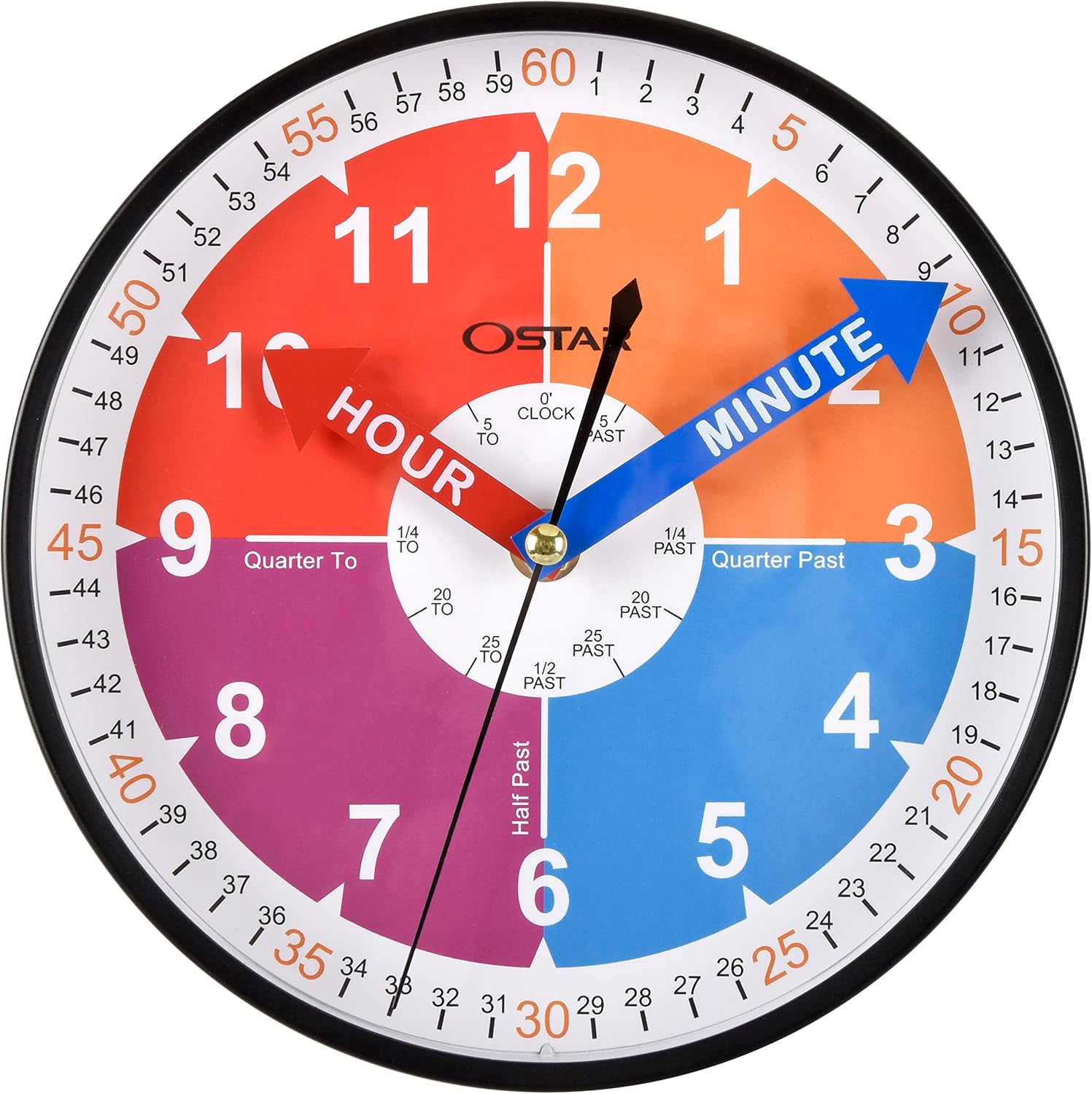 OSTAR Telling Time Teaching Wall Clock Waterproof Bathroom Shower Clock 1