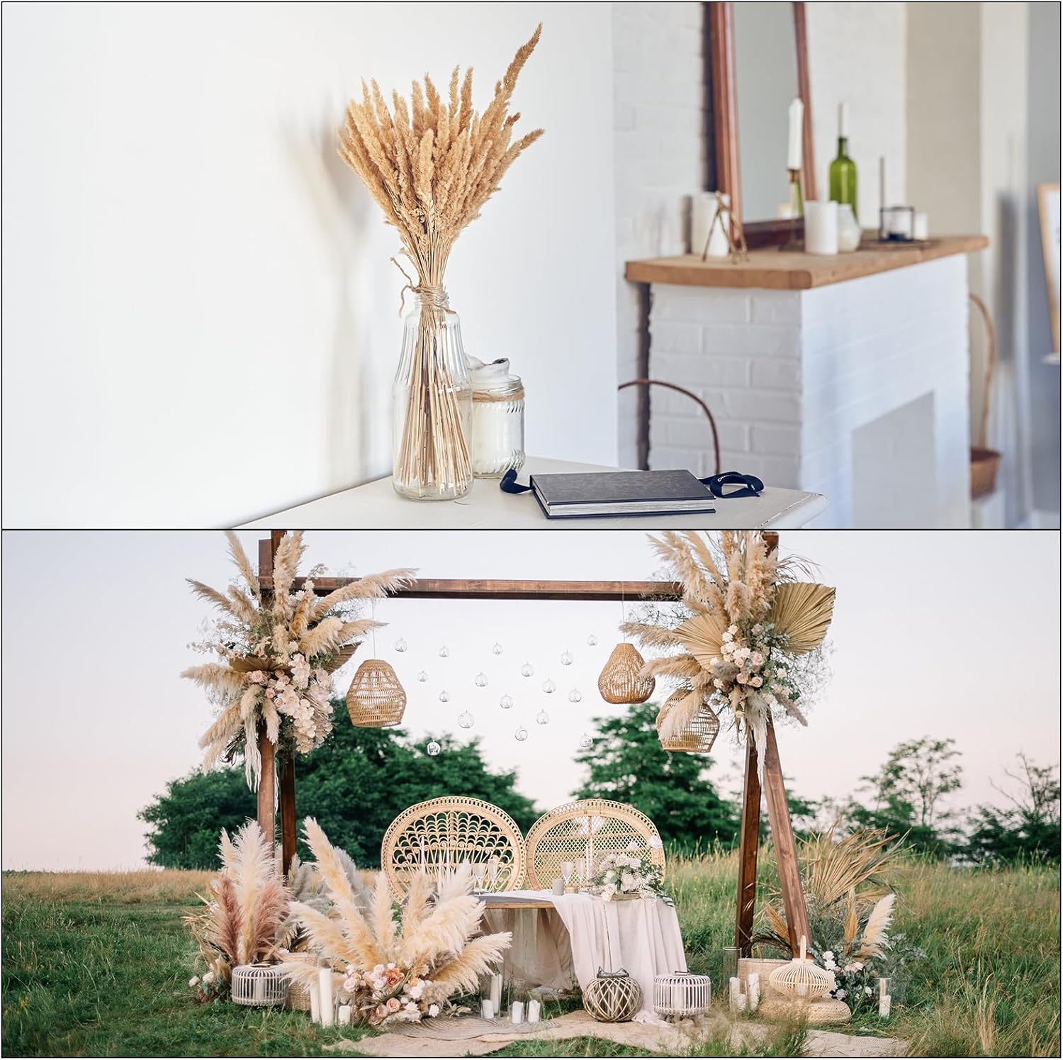 MECCANIXITY 30PCS Yellow Pampas Grass Decor