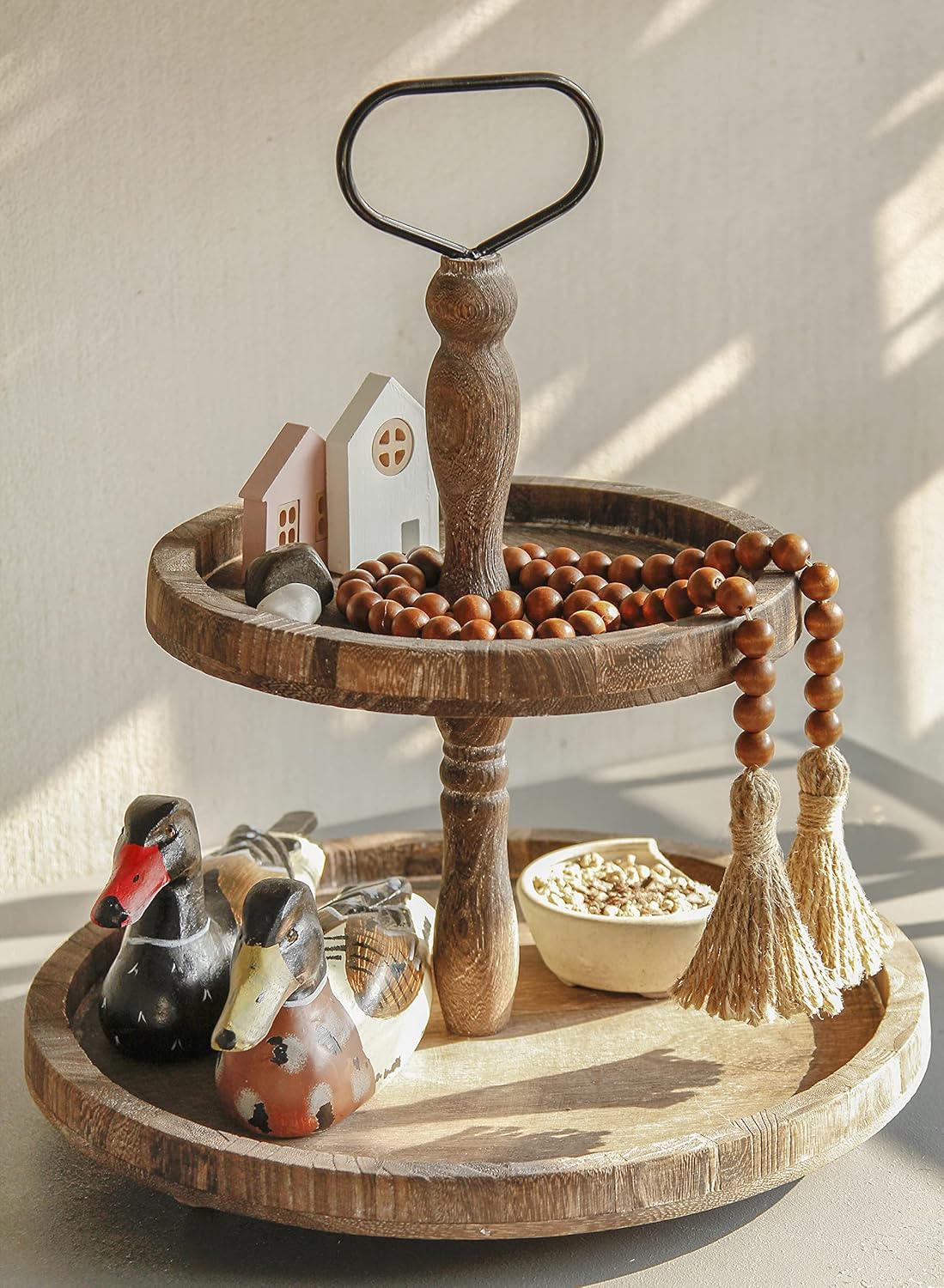 Meplait 39 Inch Wood Bead Garland with Tassels
