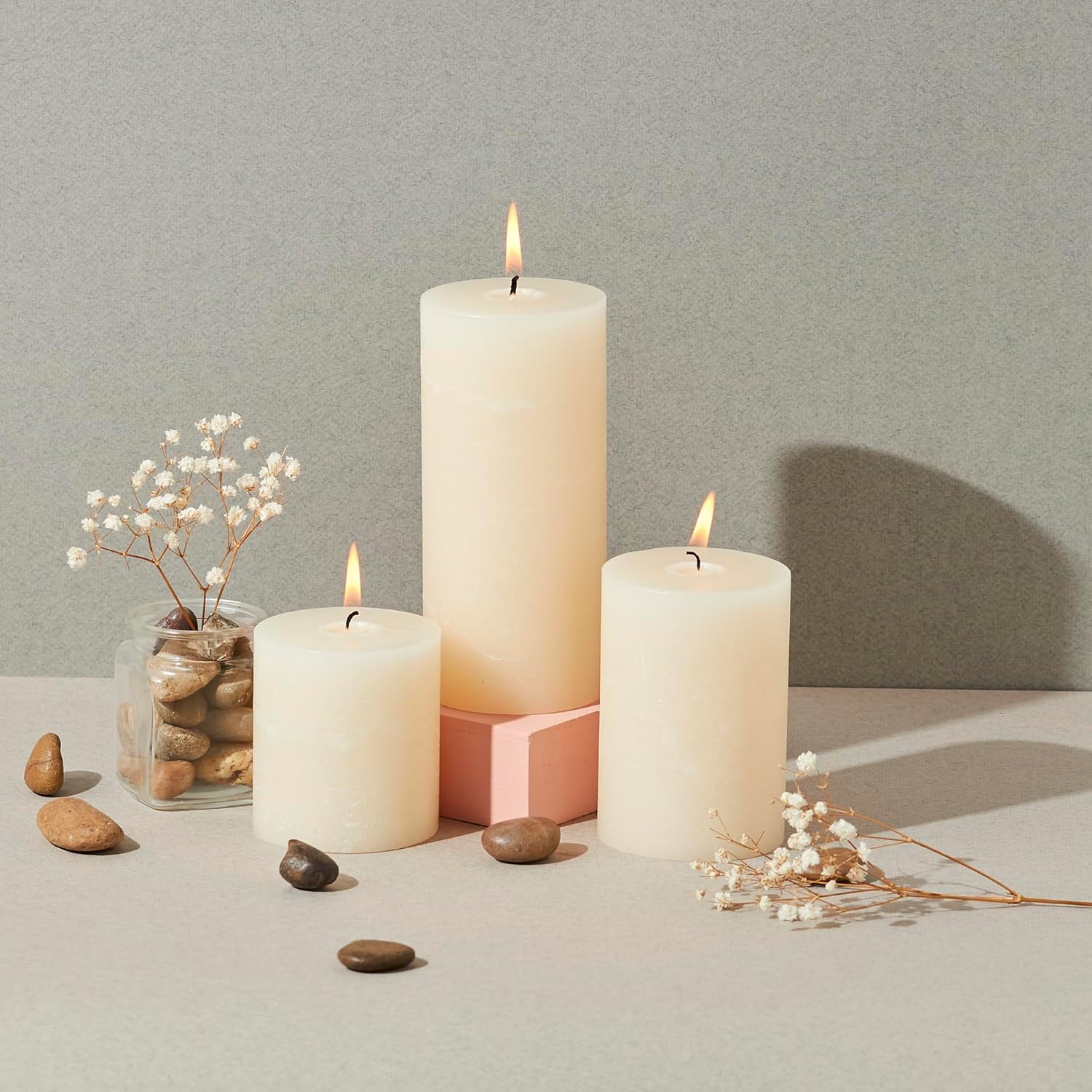 Simply Soson 3x4 Inch Ivory Pillar Candles Set of 6