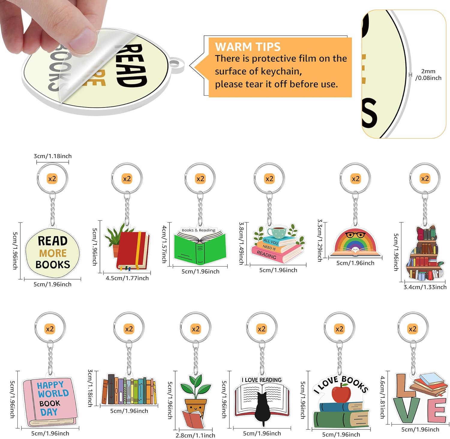 24Pcs Book Themed Keychain Set for Readers and Book Lovers