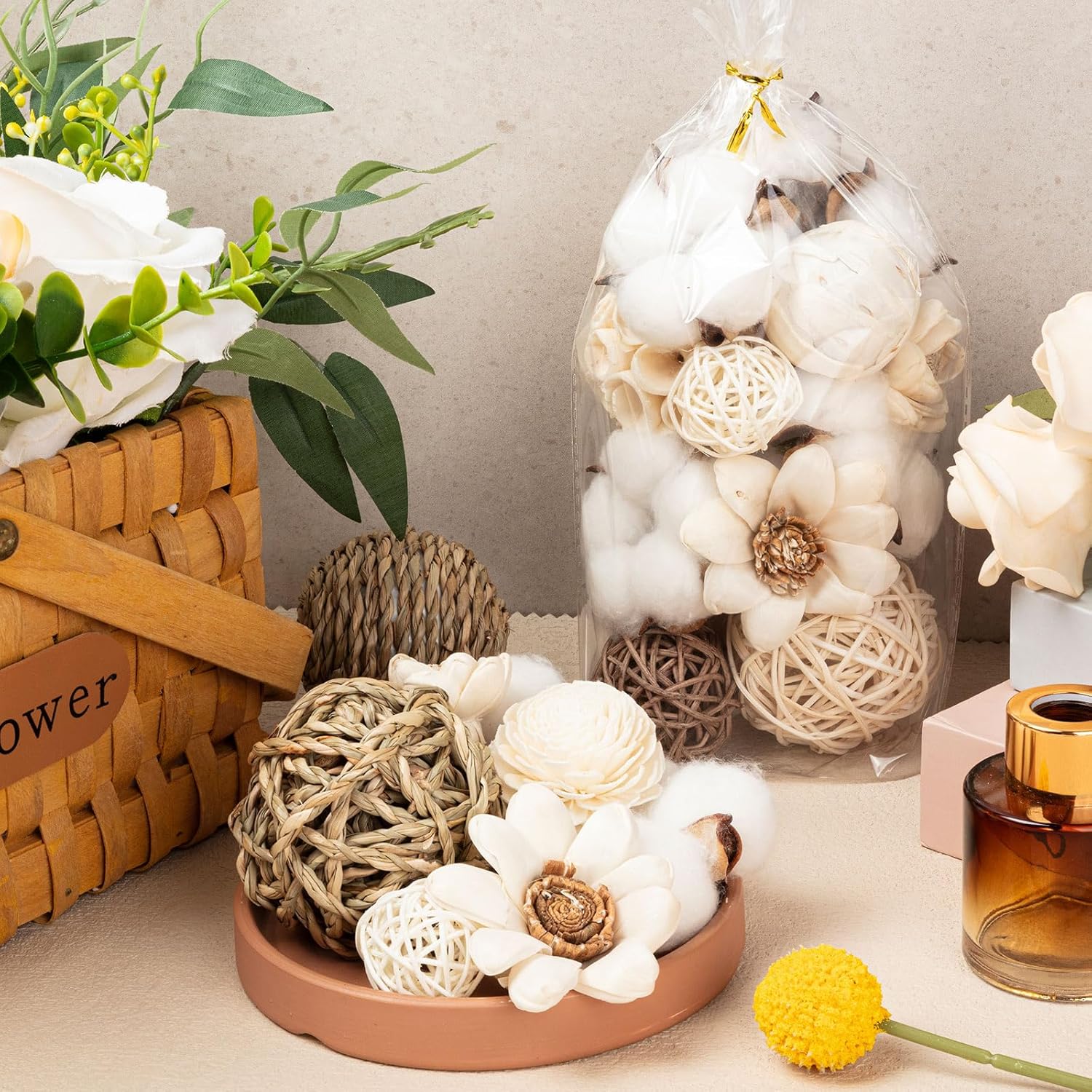 23Pcs Woven Rattan Decorative Balls for Vase Fillers