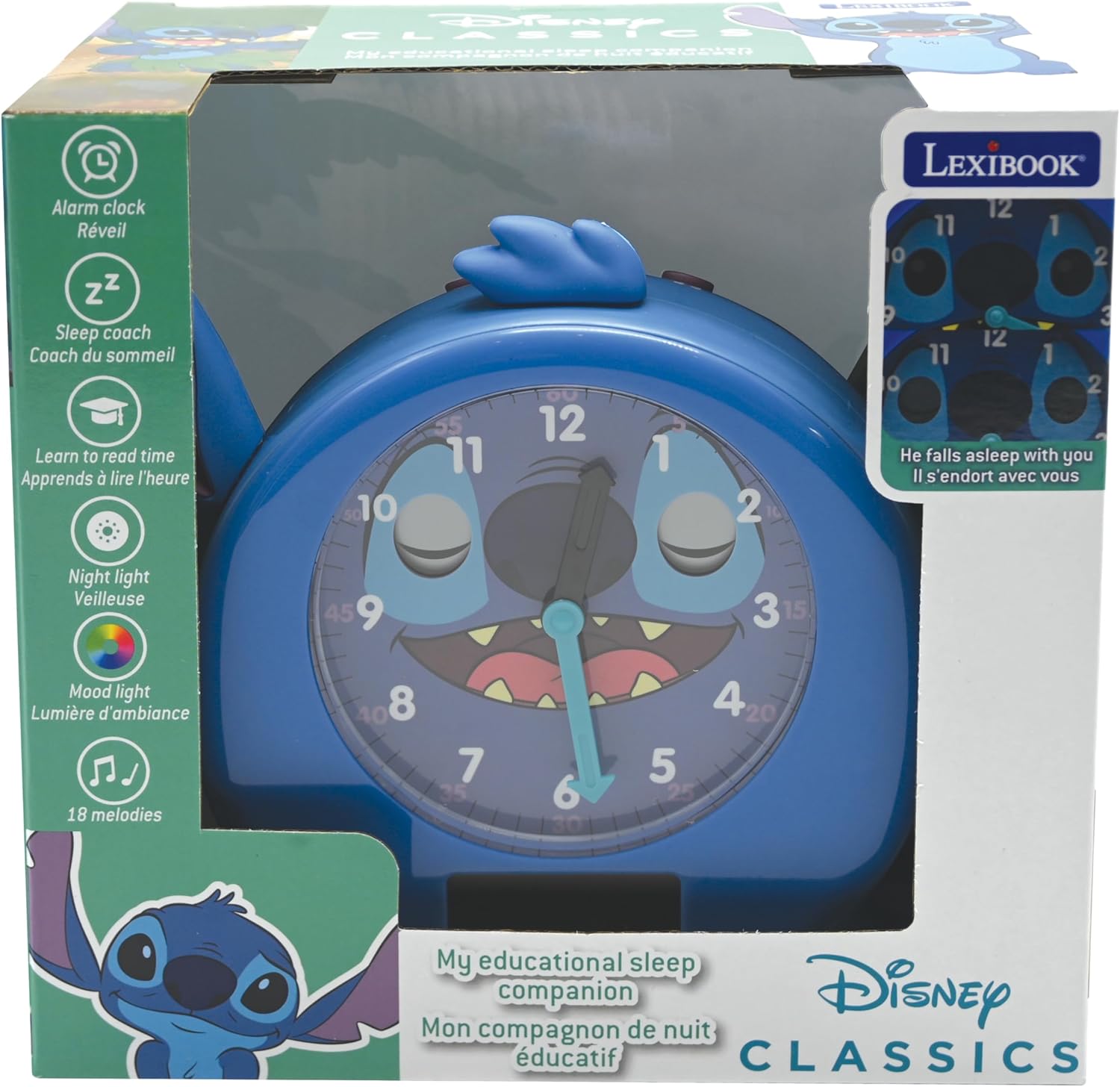 LEXiBOOK Disney Stitch Sleep Companion Clock
