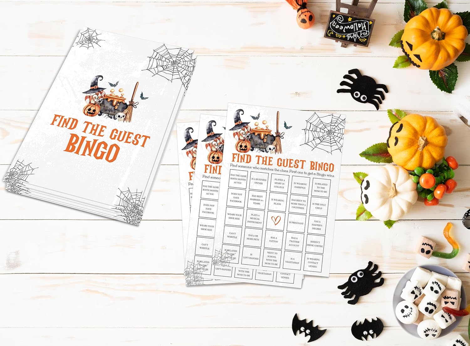 Tuyashua Halloween Guest Bingo Game Set of 30 Cards