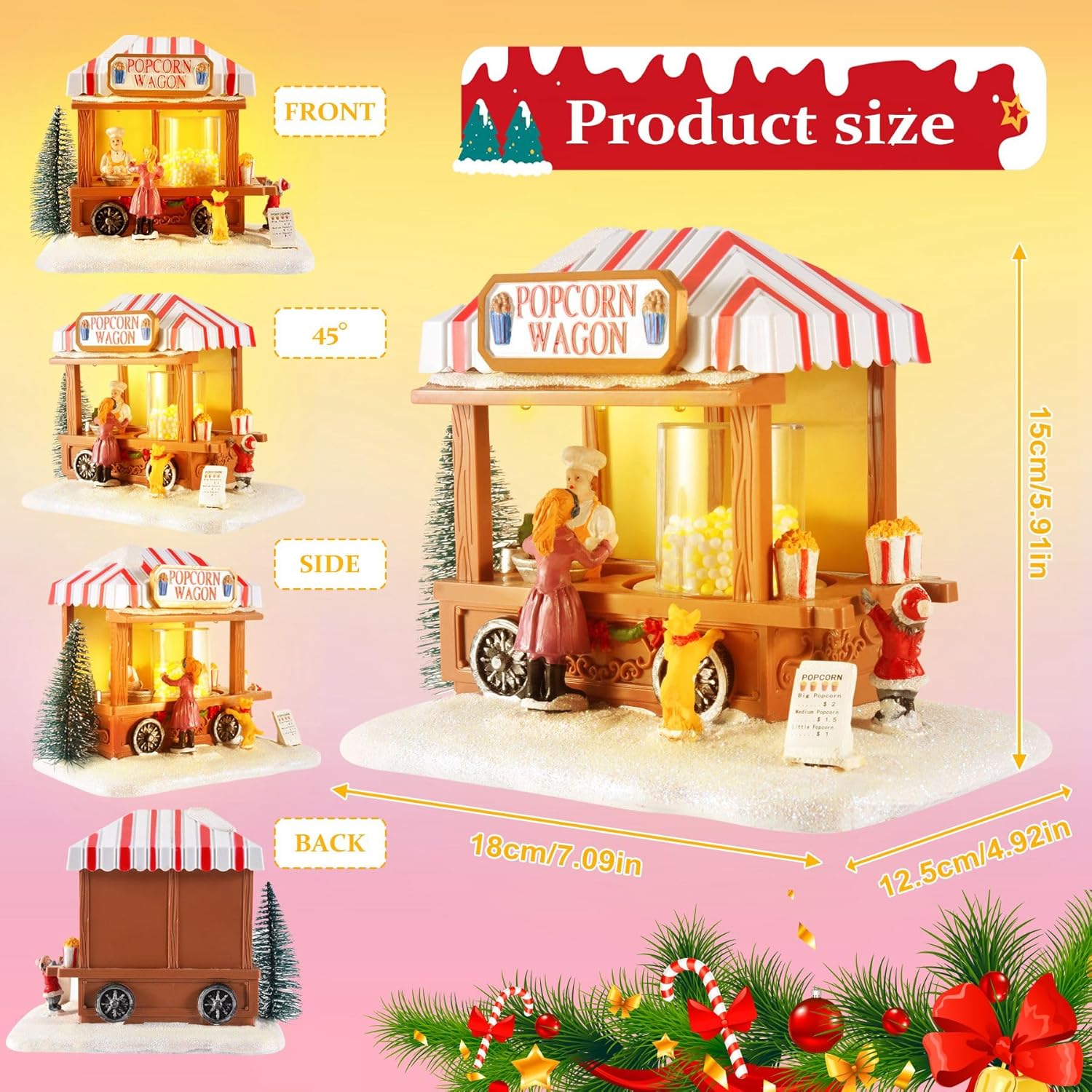 JUMXSRLE Christmas Village Houses LED Lighted Decor
