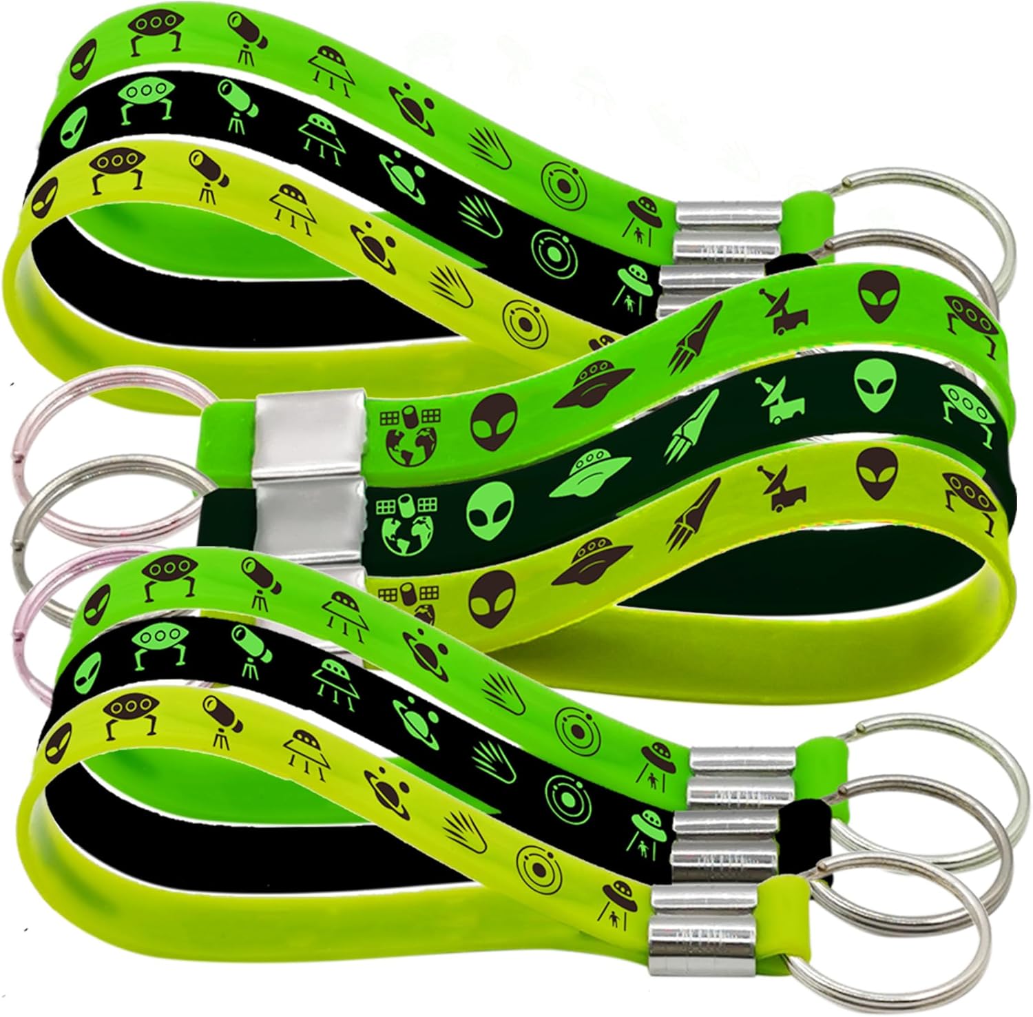 24 Piece Green Alien Rubber Keychains Party Favors