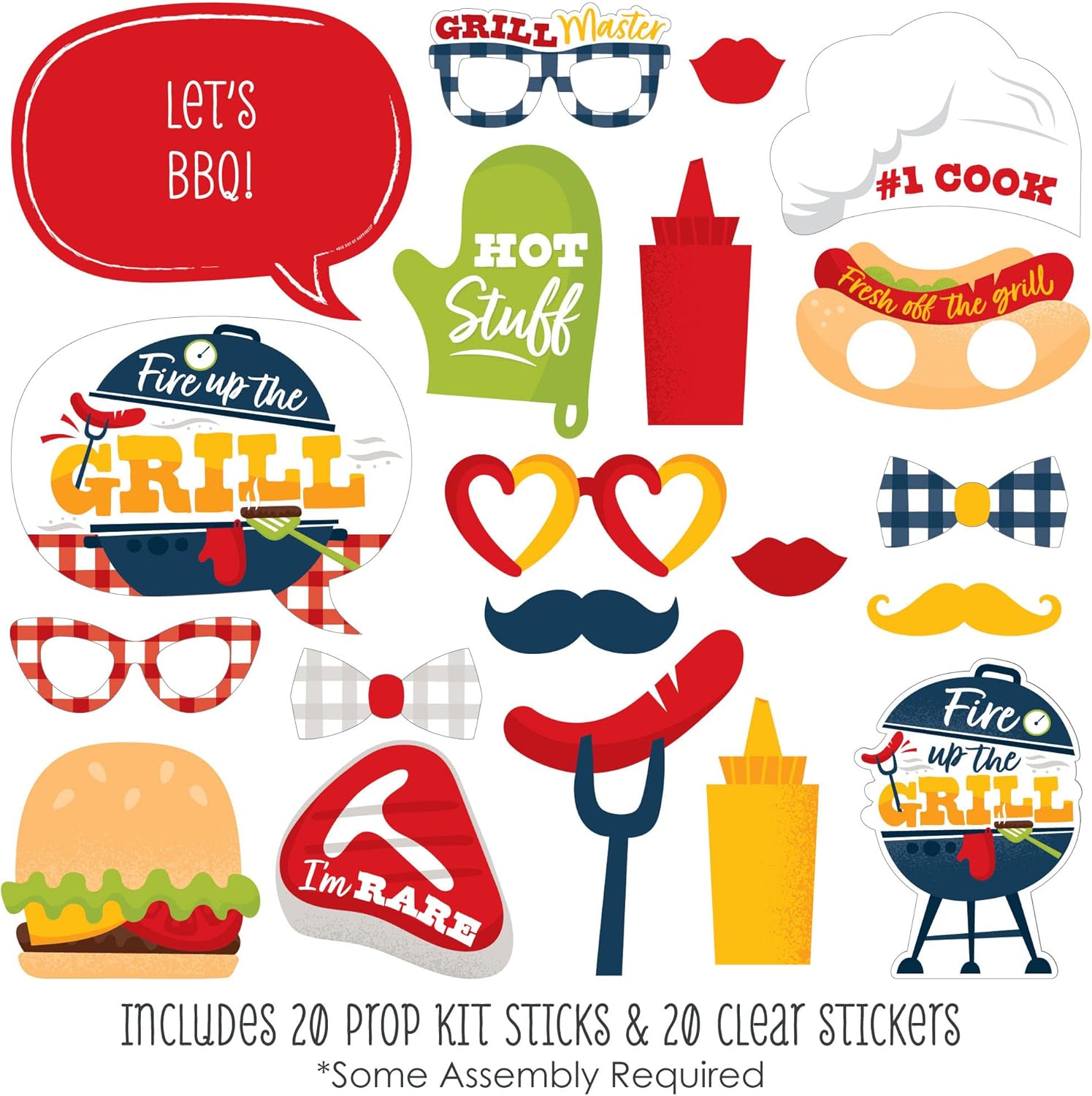 Fire Up the Grill Photo Booth Props Kit - 20 Count
