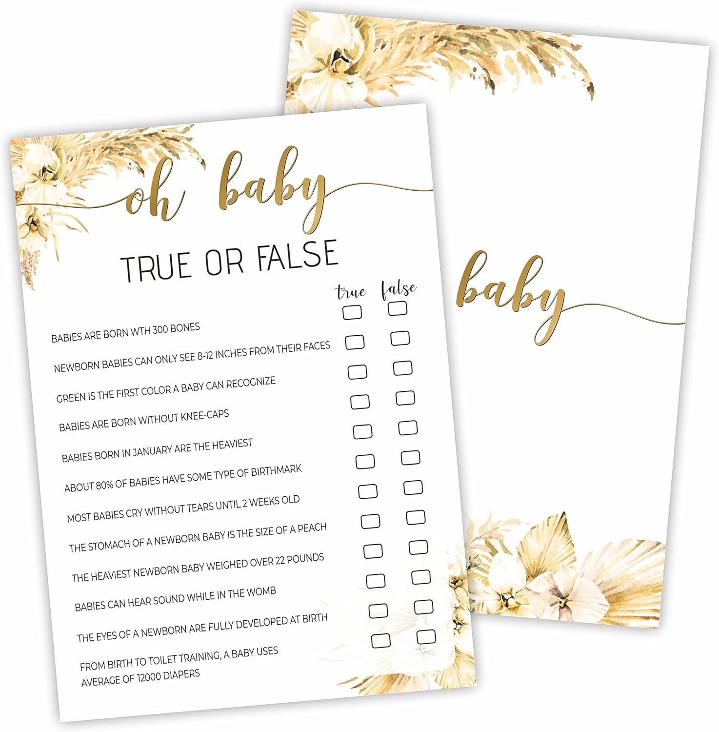 Boho Baby Gender Reveal Game Cards Set
