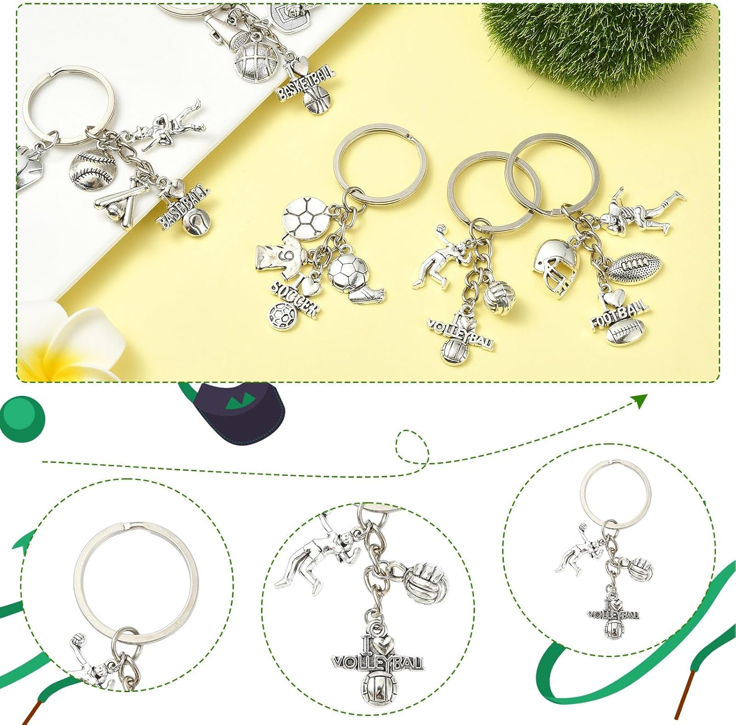 UR URLIFEHALL 5 Piece Alloy Sports Keychain Set