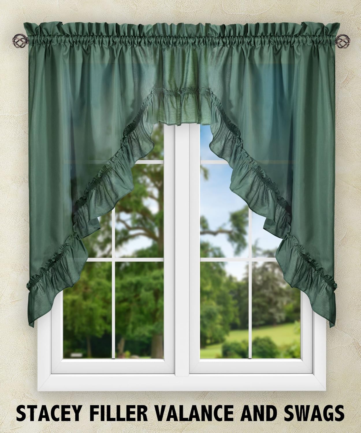 Simple Comfort Ellis 60x38 Inch Ruffled Swag Curtain in Harvest