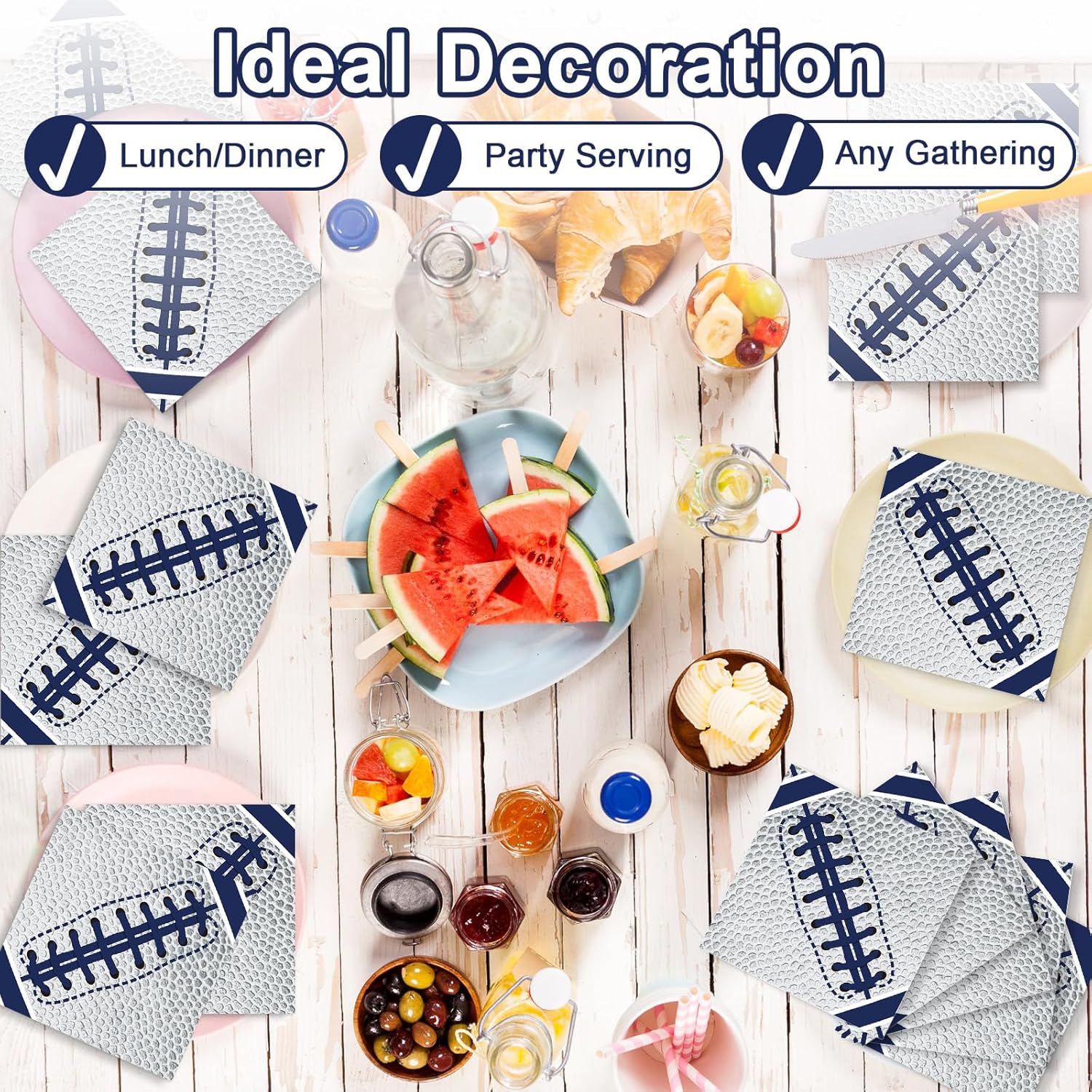 Qyeahkj 50Pcs Blue White Cowboys Football Napkins
