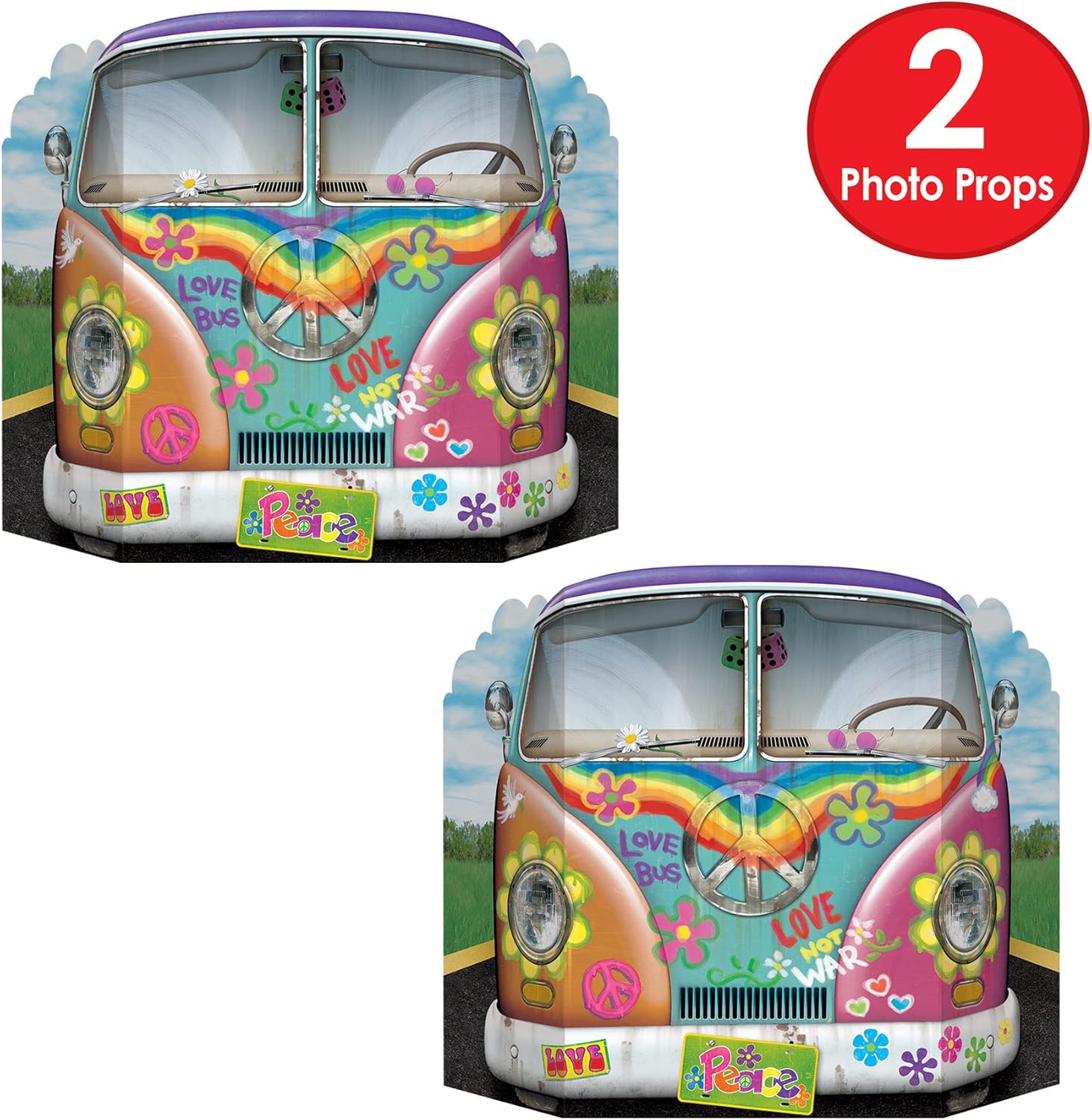 Beistle 2 Piece 60s Theme Hippie Bus Photo Booth Props