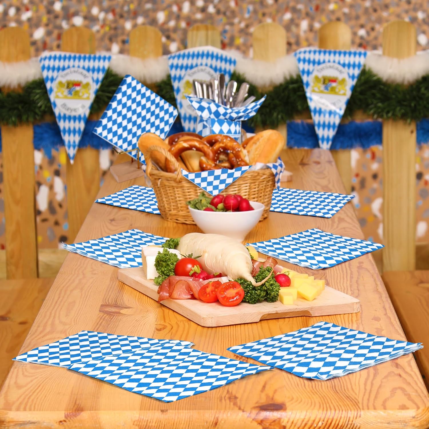 Aodaer 48 Piece Oktoberfest Napkin Set 13x13 Inches