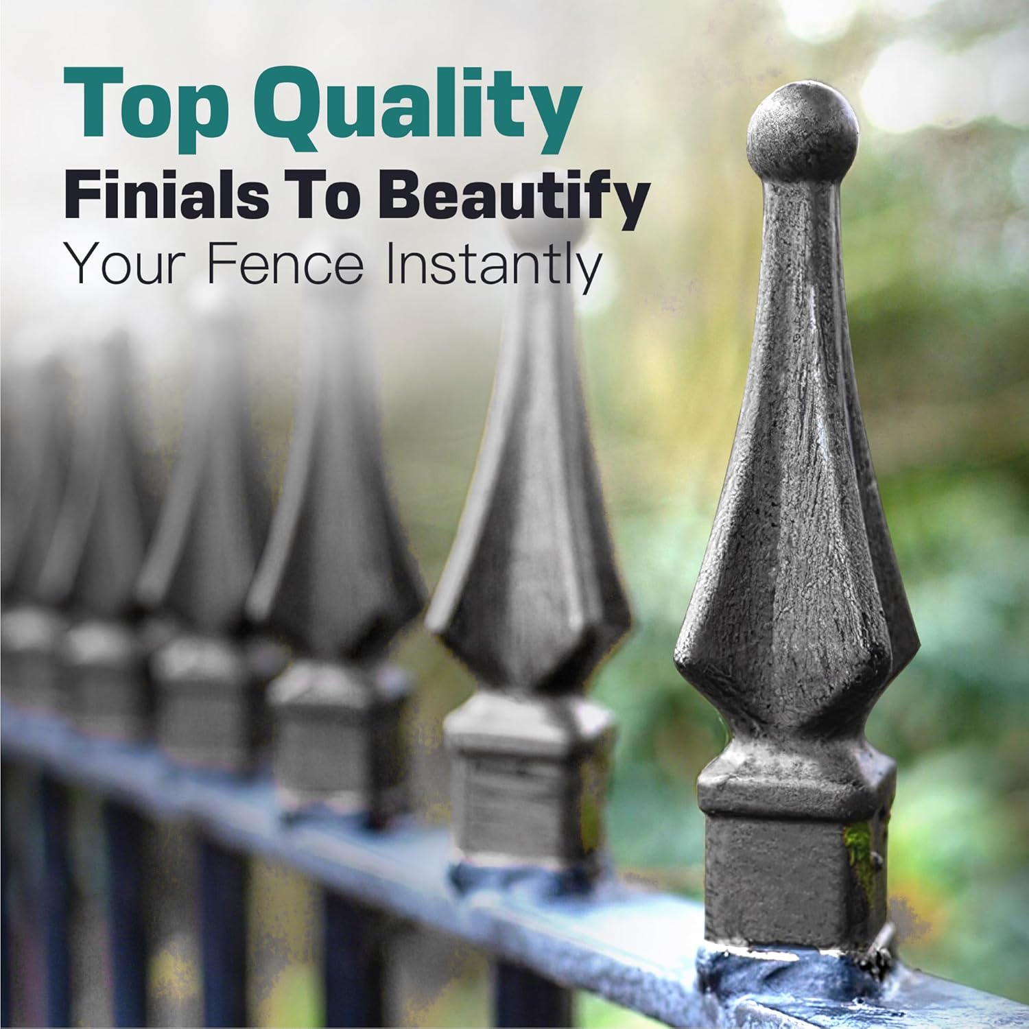 Fence Finial Toppers for Square Posts 58 in Black 10 Pack