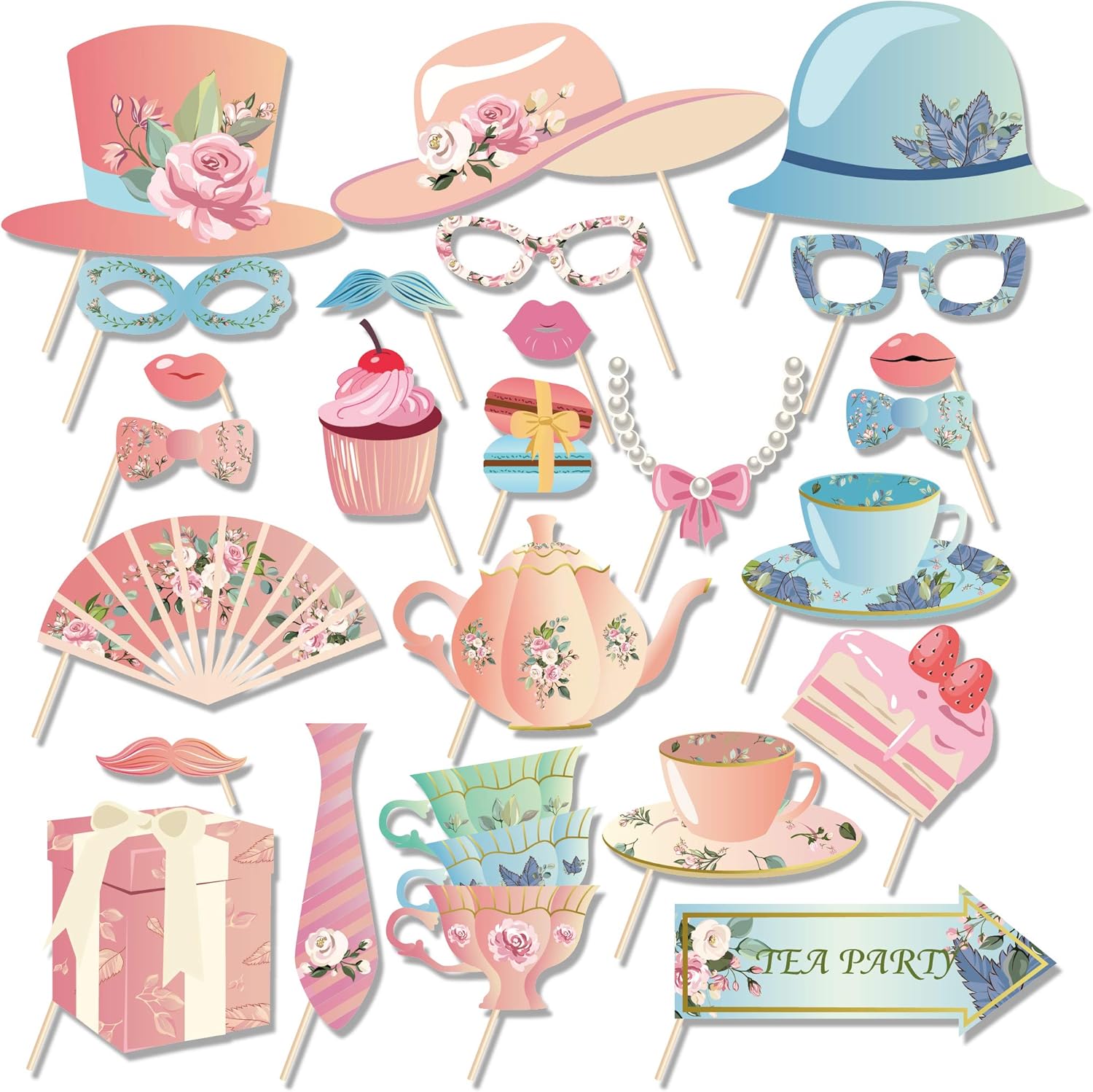 CC HOME 25CT Tea Party Photo Booth Props