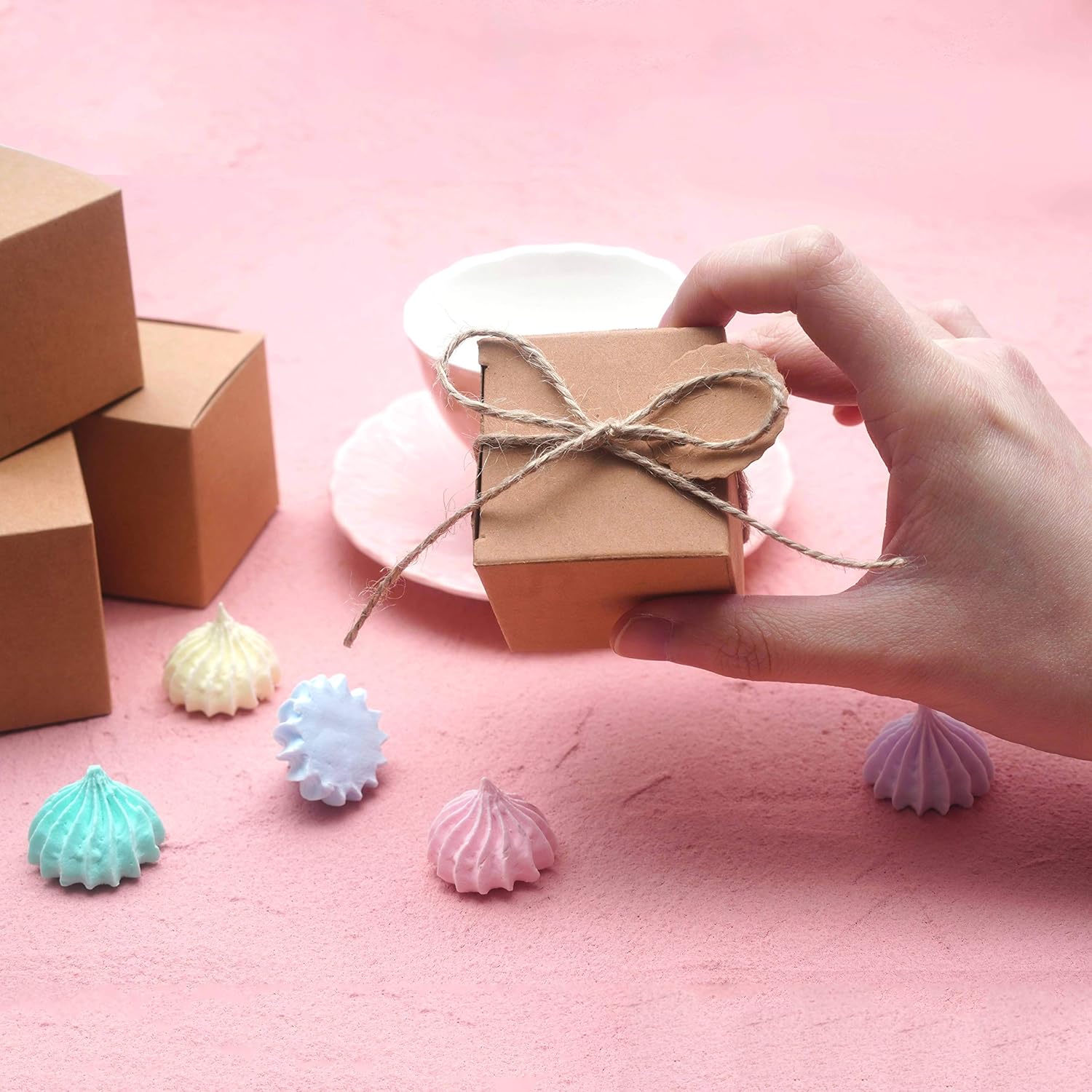 AWESON PARTY Kraft Paper Cube Favor Box Kit 50pc