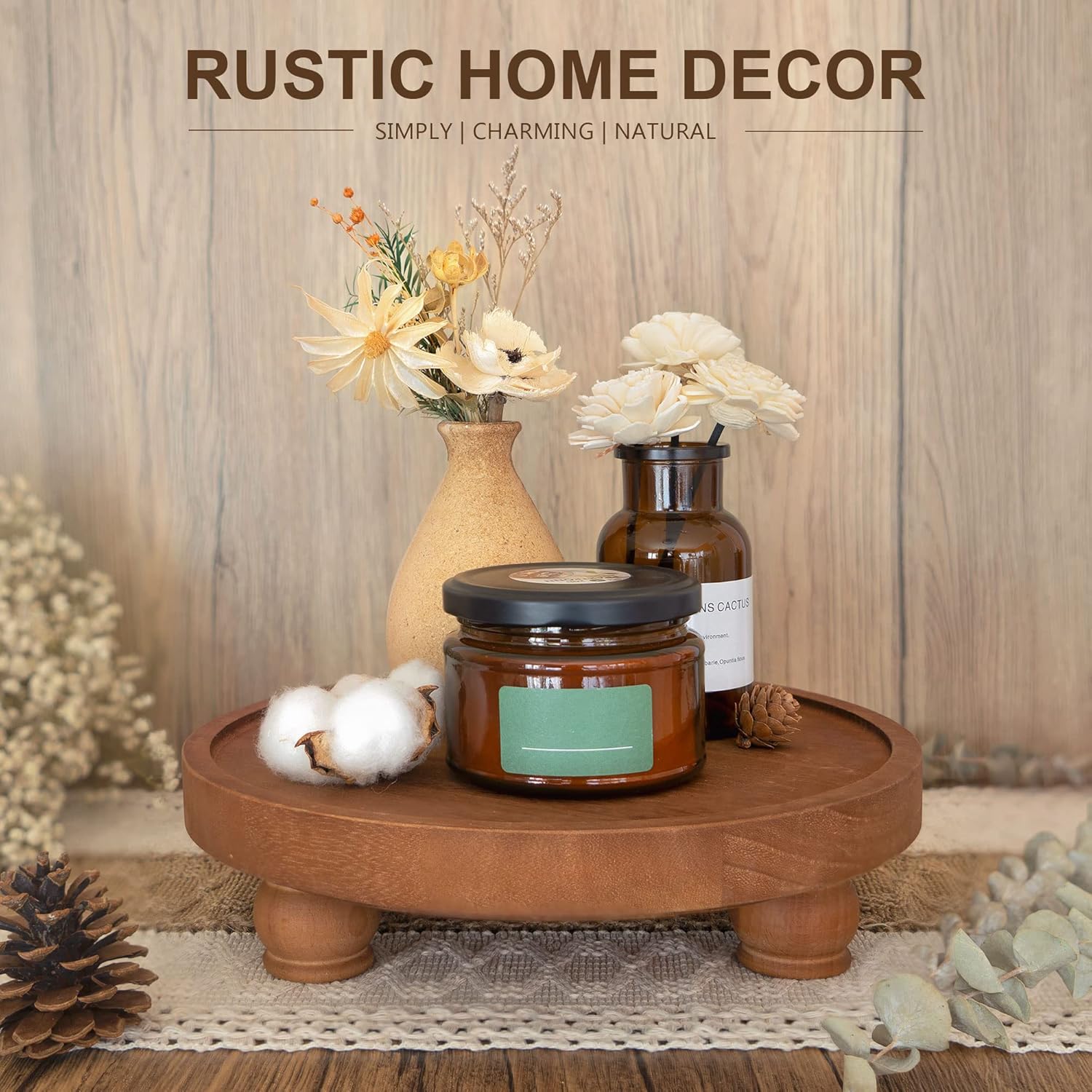 EOSAHR Rustic Wood Risers for Home Decor