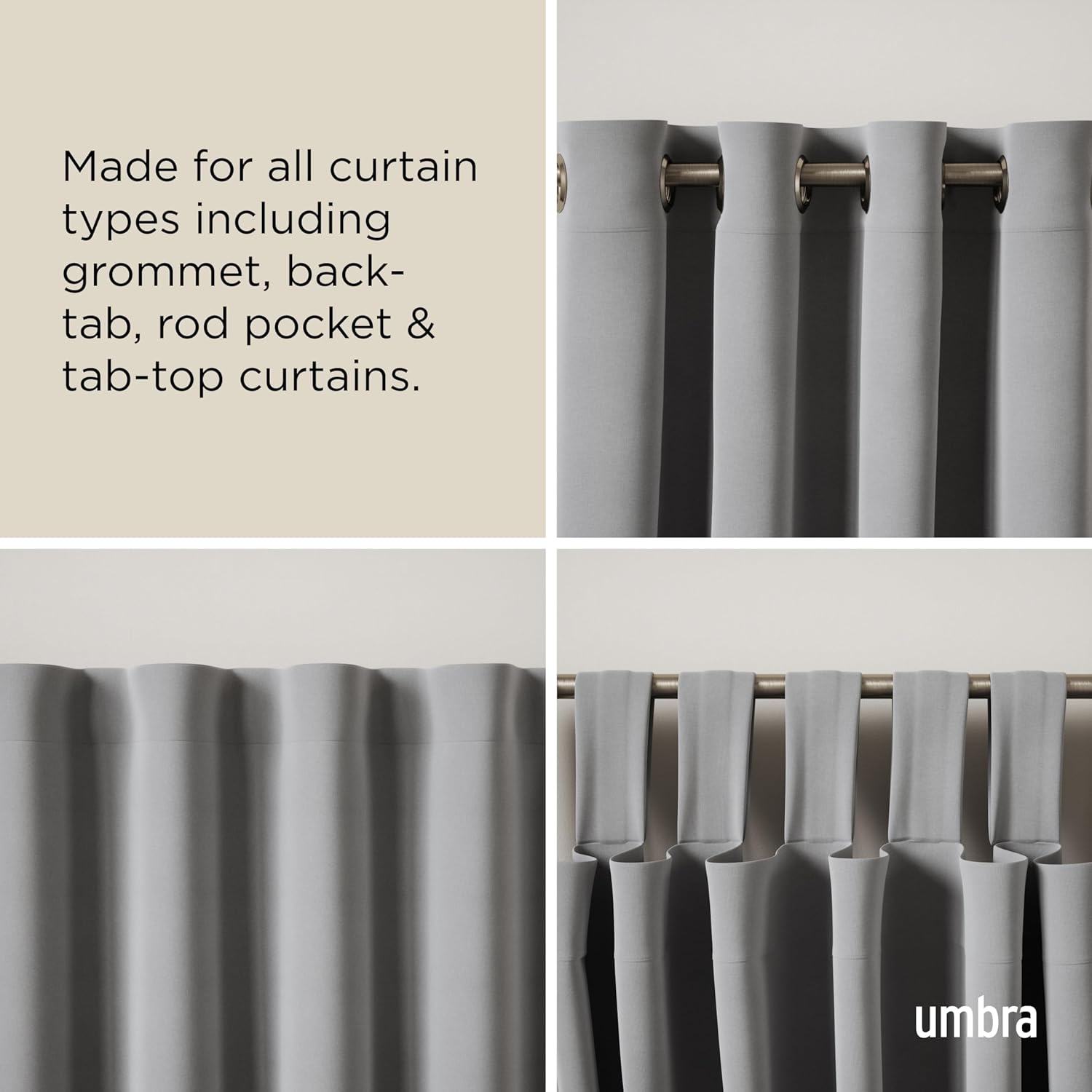Umbra Cappa Double Curtain Rod with Finials and Hardware 66-120 Inch Nickel