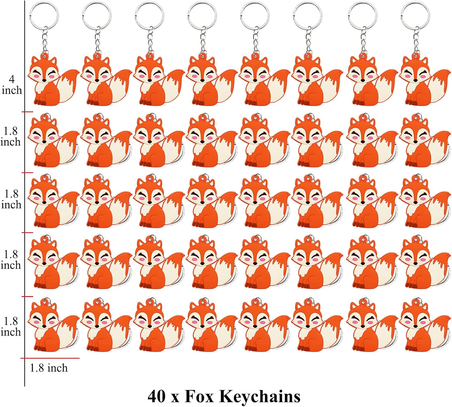 40 Pack Fox Keyring Party Favor for Wild Themed Events