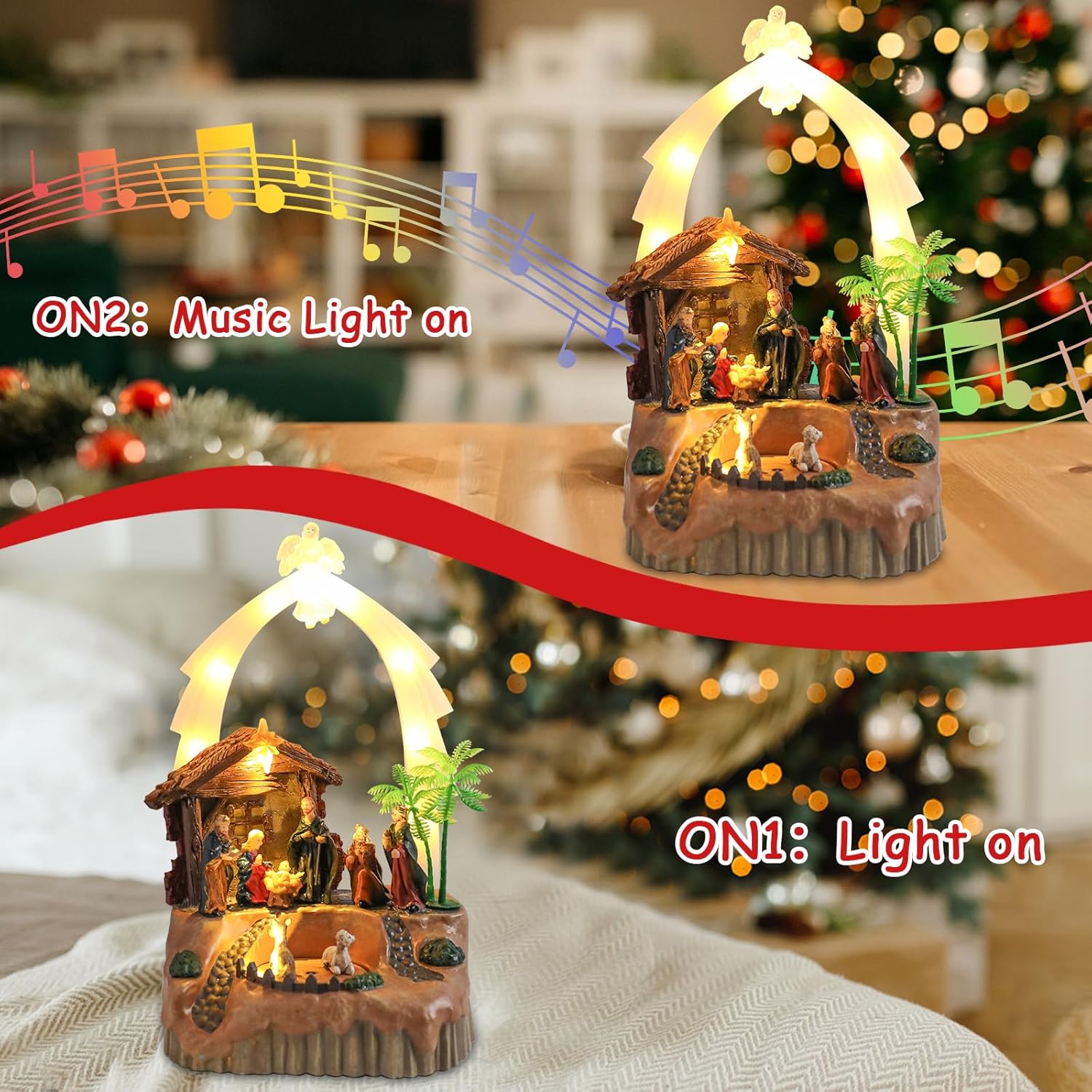 VCUTEKA Christmas Village Houses Lighted Musical Collectible Decor