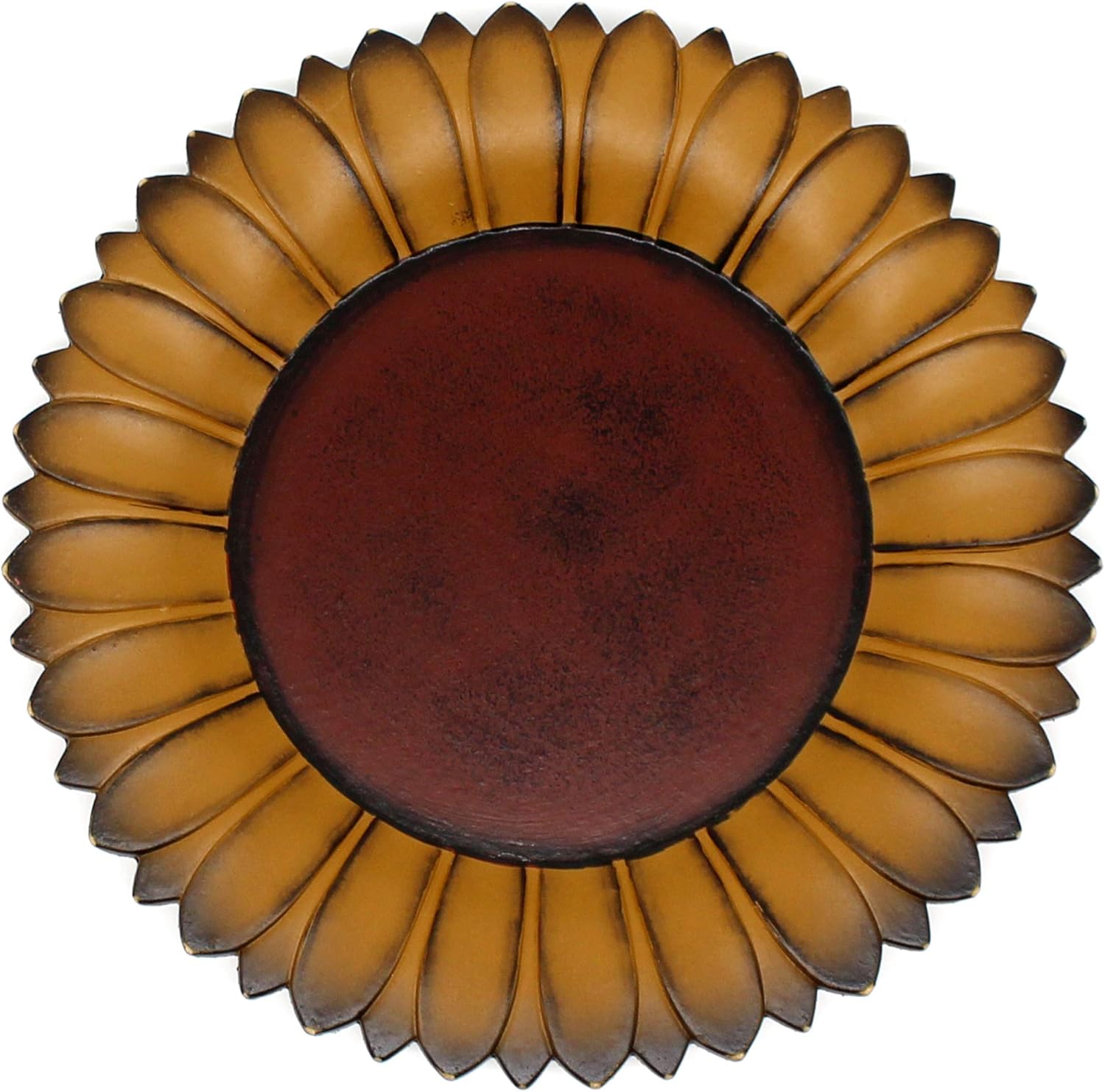 CVHOMEDECO Sunflower Shape Wooden Plate 11 Inch